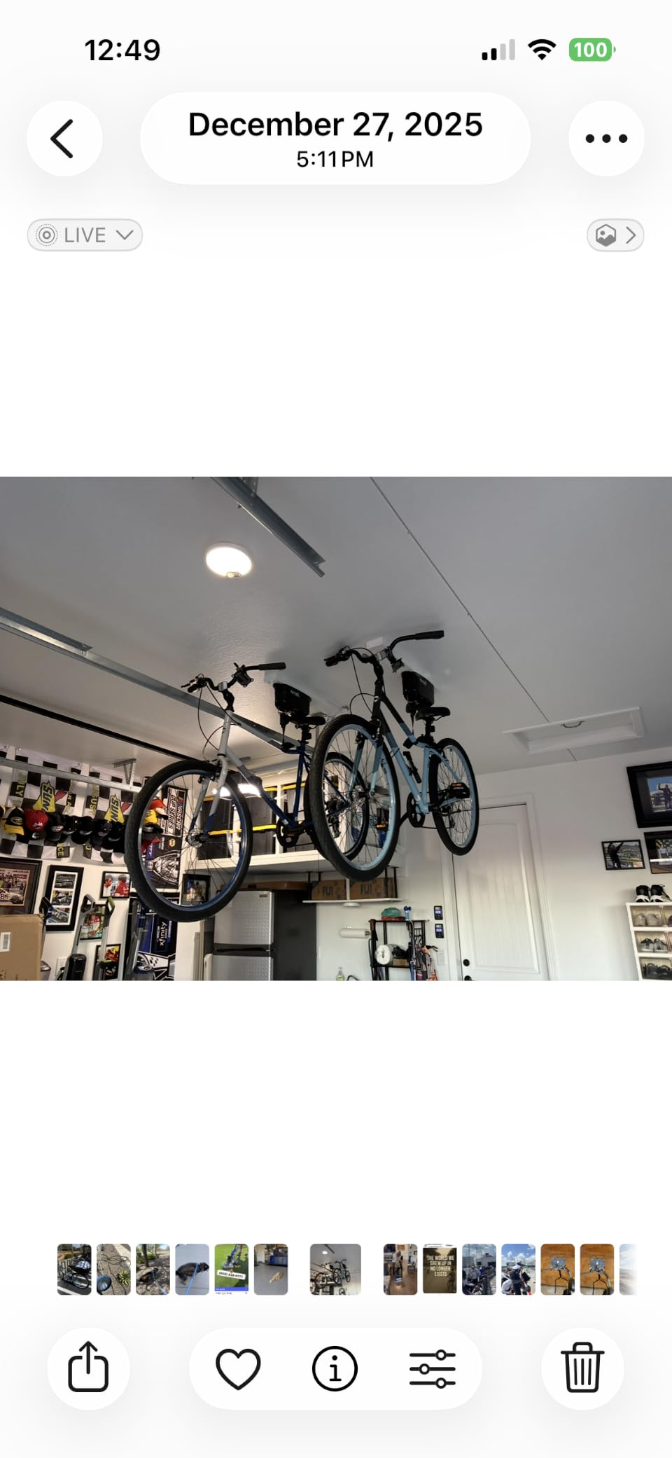 Kradl - Spring-Powered Ceiling Bike Hoist and Rack for Effortless Storage | Hanging Bicycle Lift Without Electricity, Clumsy Ropes, or Manual Pulleys. Select 40lb or 25lb Capacity Model customer photo 2