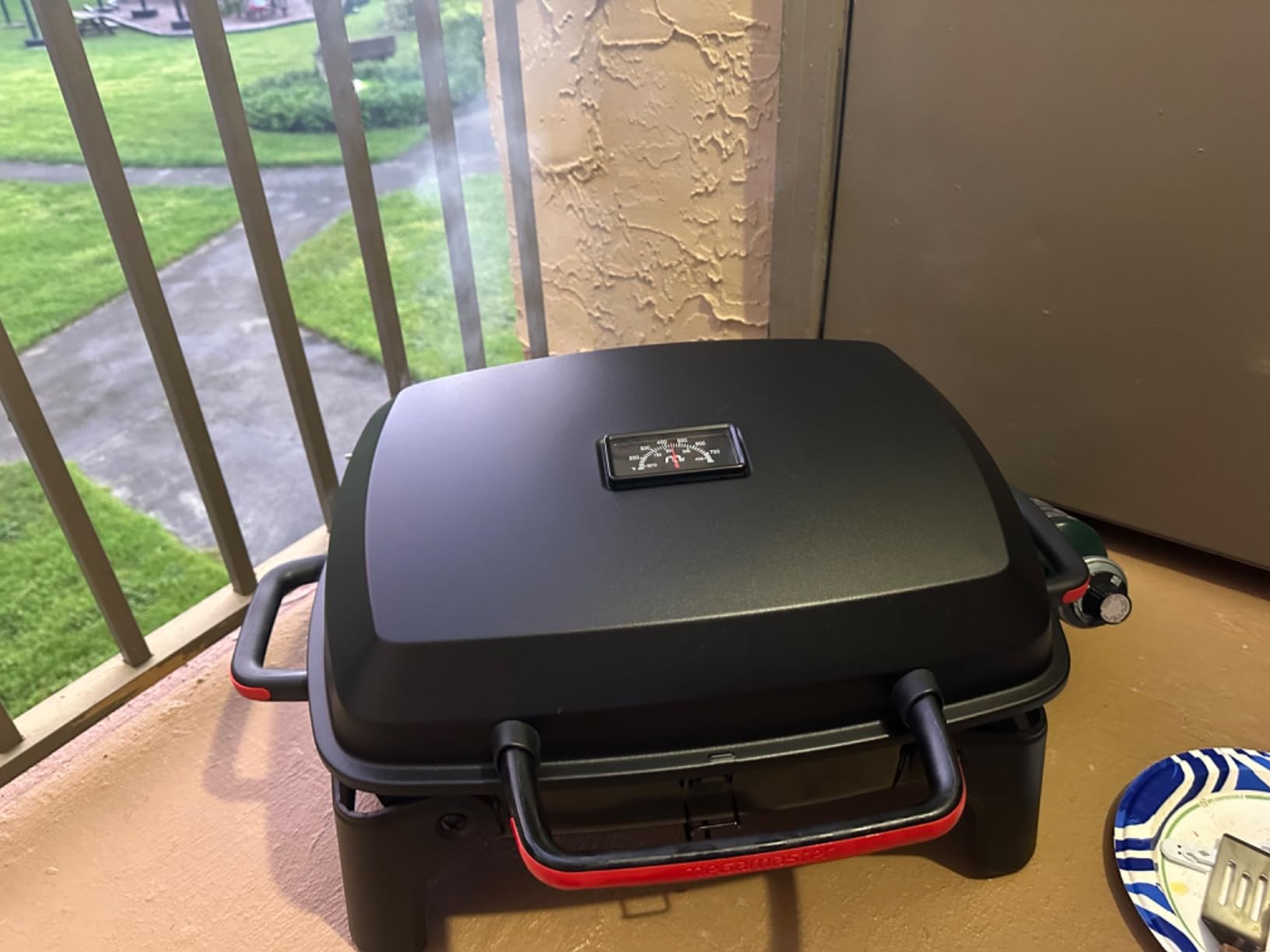 Megamaster Tabletop 1 Burner Gas Grill, Foldable Legs with Warming Rack | Offers 11000 BTU, Built-In Thermometer, 360 Sq In Cooking Space, Uses 1 Lb Propane, For Camping & Tailgating customer photo 1