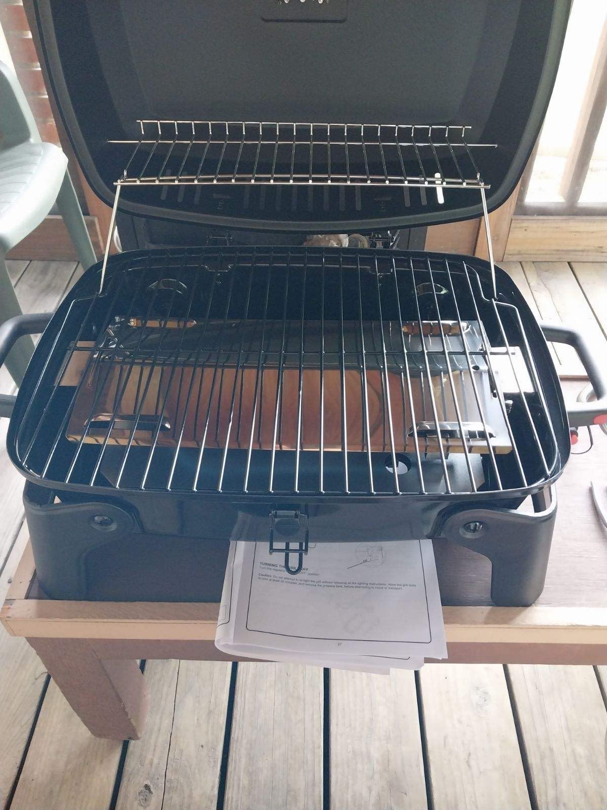 Megamaster Tabletop 1 Burner Gas Grill, Foldable Legs with Warming Rack | Offers 11000 BTU, Built-In Thermometer, 360 Sq In Cooking Space, Uses 1 Lb Propane, For Camping & Tailgating customer photo 2