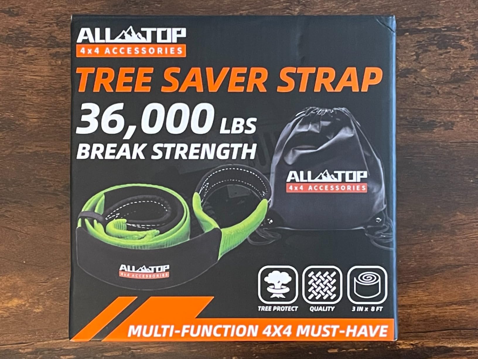 ALL-TOP Tree Saver Strap 3in x 8ft Certified 36000Lbs Break Strength, Emergency Recovery Tow Strap Winch Extension Rope with Oversize Carry Bag customer photo 2