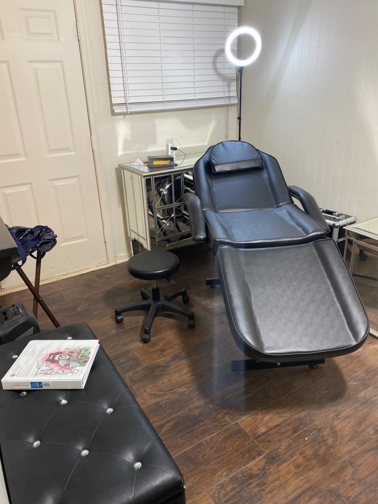 Tattoo Chair with Stool Message Bed Spa Salon Table Facial Chair for Client Esthetician Max Weight Capacity 330lbs Black customer photo 1