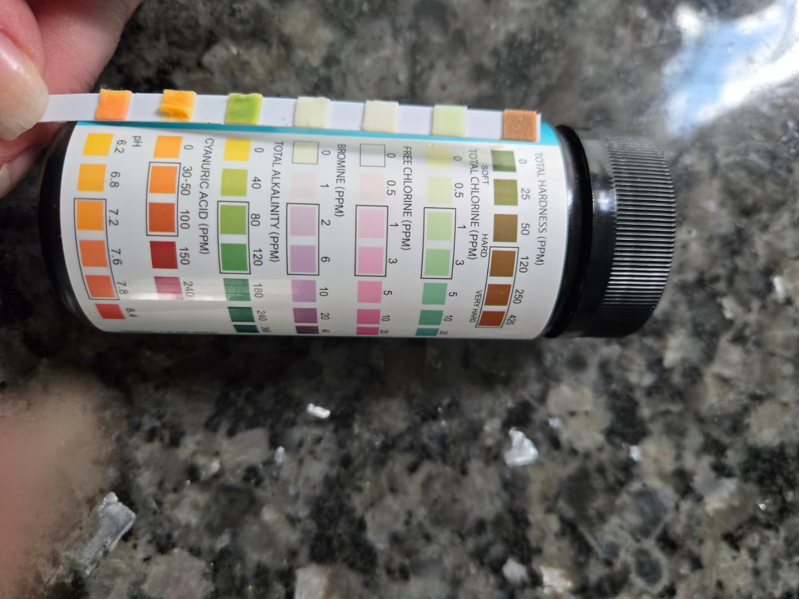 Pool Test Strips for Pools and Spas - 7 in 1 Water Test 100 Pack | Includes 100 pool test strips that measure chlorine, bromine, pH, alkalinity, hardness and cyanuric acid in 30 seconds. customer photo 1