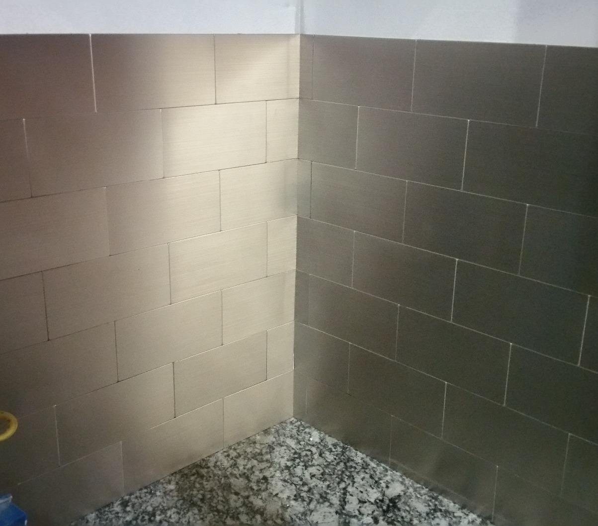 Art3d 100-Pieces Peel and Stick Stainless Steel Backsplash Self-Adhesive Metal Tiles, 3
