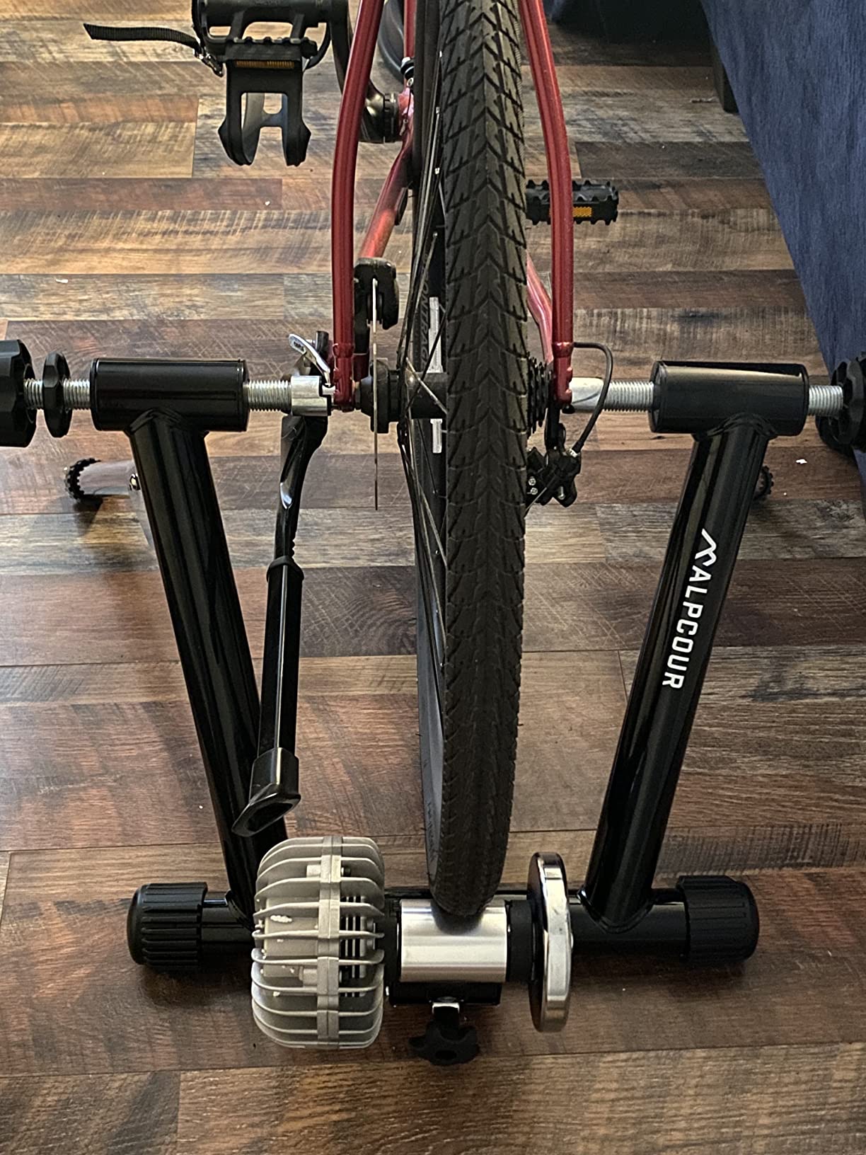 Alpcour Fluid Bike Trainer Stand for Indoor Riding - Portable Foldable Stainless Steel Trainer, Noise Reduction, Progressive Resistance, Dual-Lock System - Road & Mountain Bikes' Stationary Exercise customer photo 2