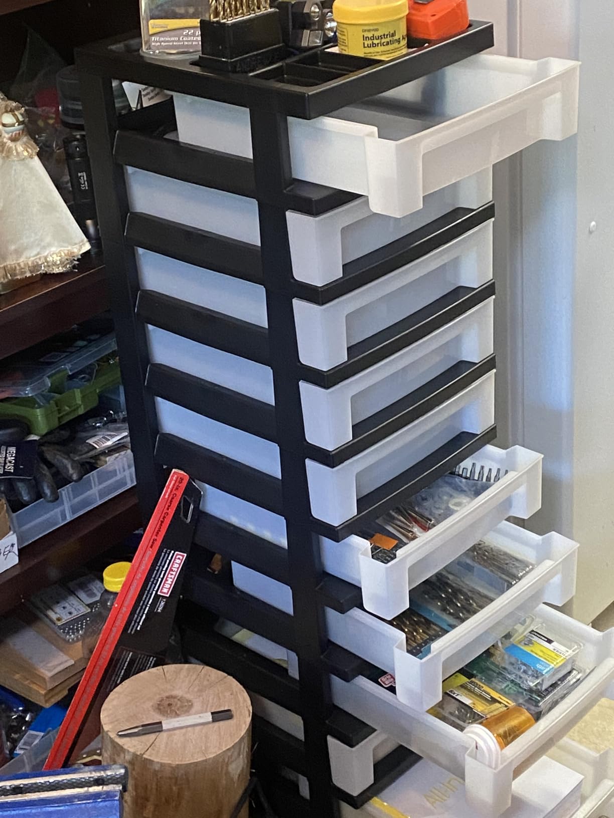 IRIS USA Plastic Drawer Storage Organizer Rolling Cart, with Wheels Casters, 4-Drawers, for Classroom Art Craft Supplies Dresser Closet Bathroom Laundry Room, Black/Pearl customer photo 1