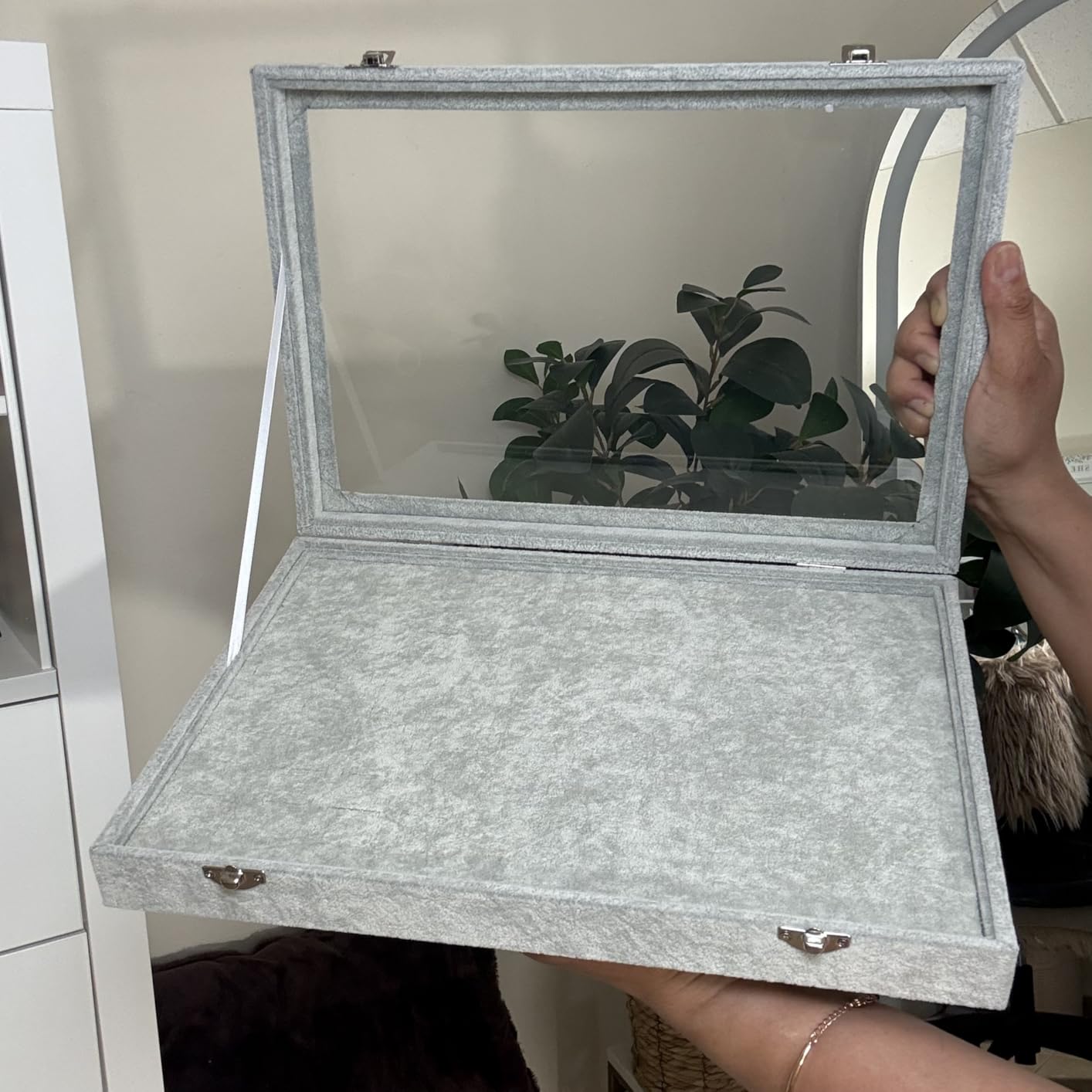 Siveit Ring Display Case Organizer Box with Transparent Lid, Ring Holder Showcase For Store Display Jewelry Show Home, Ring Organizer For Jewelry Rings, Studs Earrings (100 Slot, Black) customer photo 1