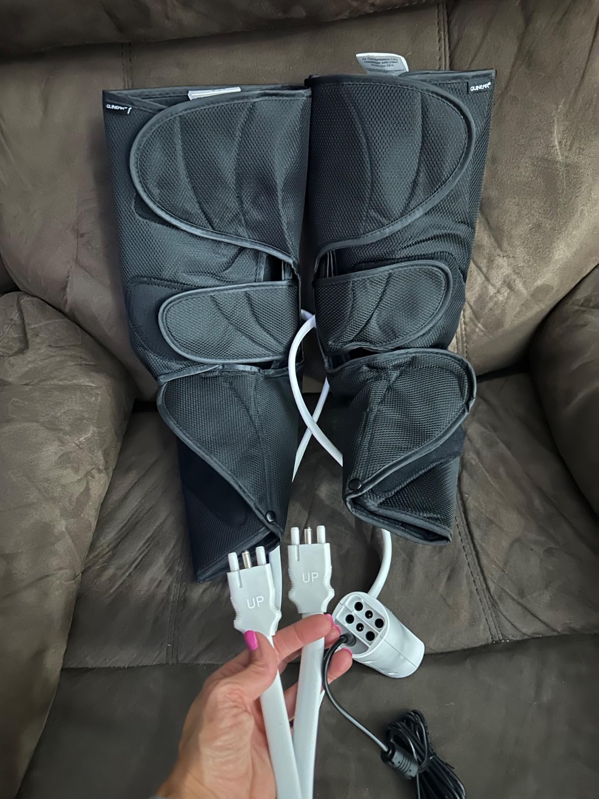 QUINEAR Air Compression Leg Massager with Heat for Circulation FSA-HSA | foot calf massager with 3 modes,3 intensities,2 heat,2 Adjustable Extensions,Good for Pain Relief Edema RLS,gift for Dad Mom customer photo 2
