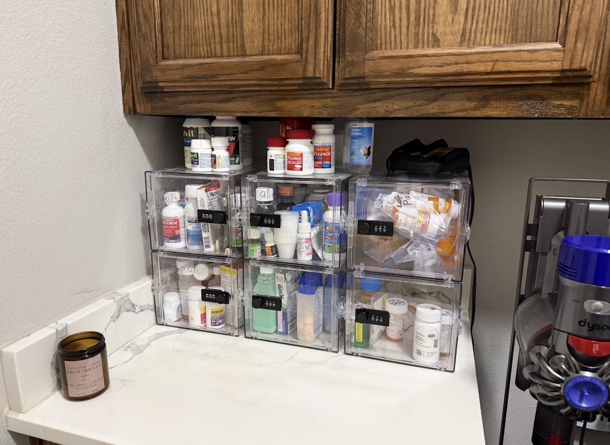 Lockabox One | Premium Medicine Lock Box | Medium Medication Lock Box With Code For Medicines, Vitamins & Supplements | External Size 12 x 8 x 6.6 inches (Medi Blue) customer photo 2