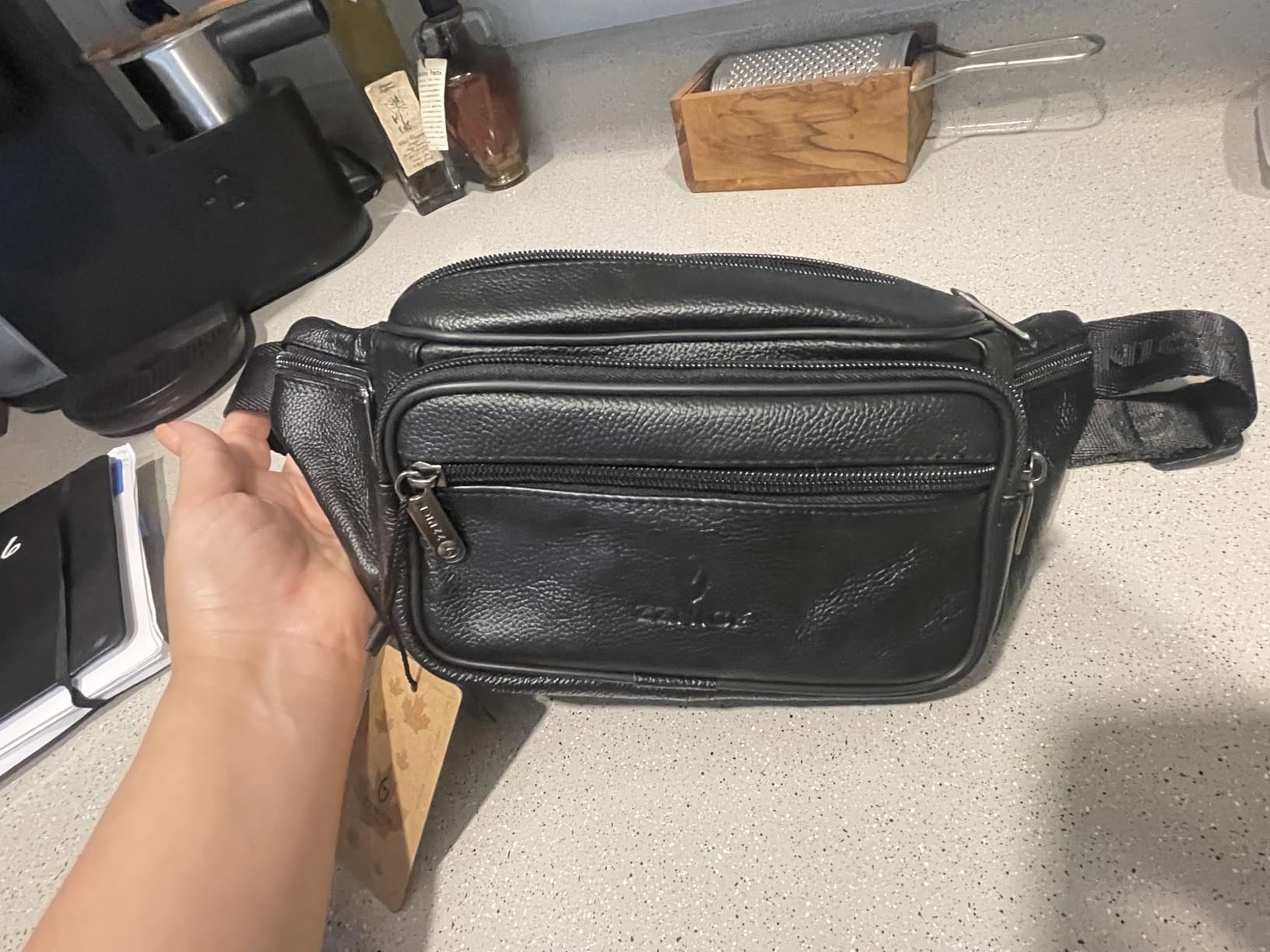 Genuine Leather Fanny Pack/Waist Bag/Organizer with Adjustable Belt, Multiple Pockets For Men and Women customer photo 2