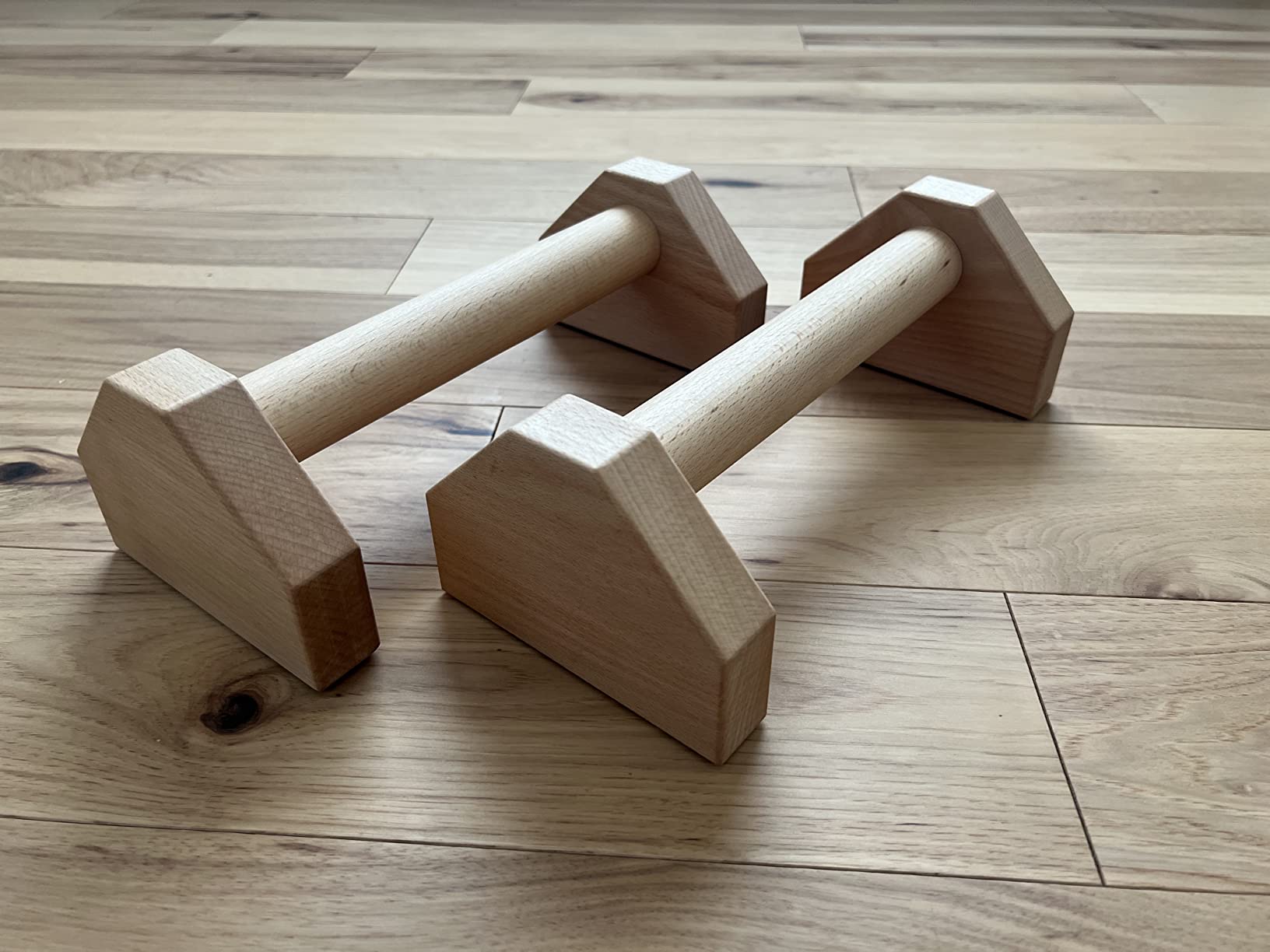 CALI SPORTS Calisthenics Wood Parallettes Bars | Push Up Bar That Will Not Slip or Wobble | Wrist Wraps Included customer photo 1