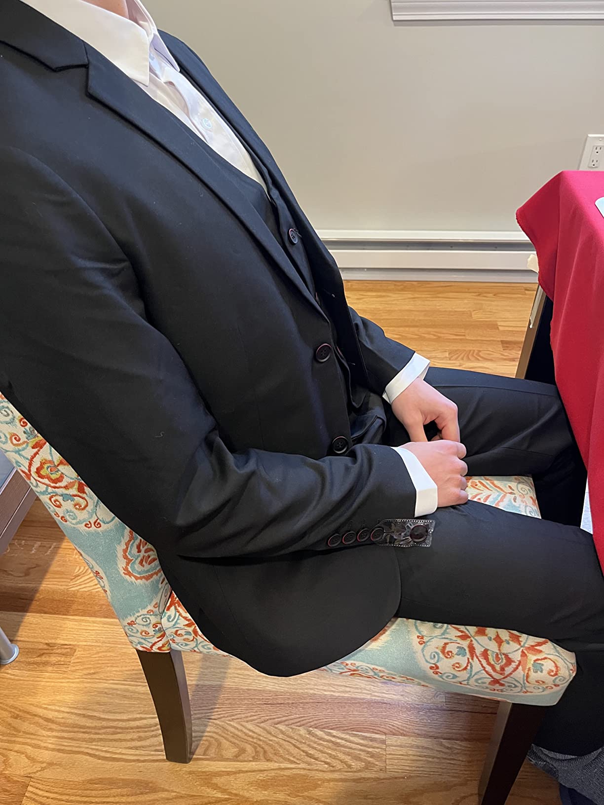 Men's 3 Piece Slim Fit Suit Set with Tie, 2 Button Blazer Jacket Vest & Pants, Business Wedding Party Prom Suit for Men customer photo 2