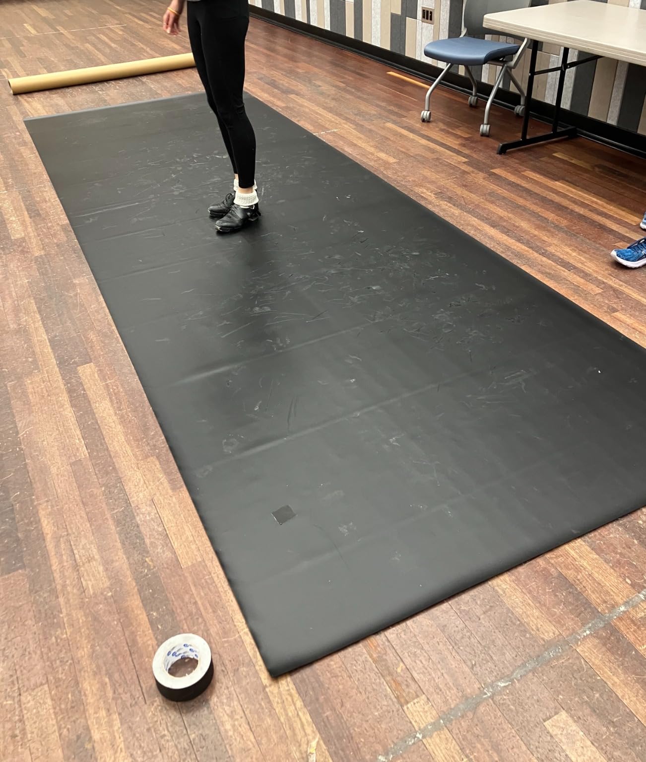 ProStep by FlooringInc Reversible Marley Dance Floor Roll, Portable Roll Out Vinyl Dance Flooring for Ballet, Jazz, Modern, Home Studio Practice, 1.2mm Thick, 5.25' x 10' (52.5 sq ft), Black/Grey customer photo 2