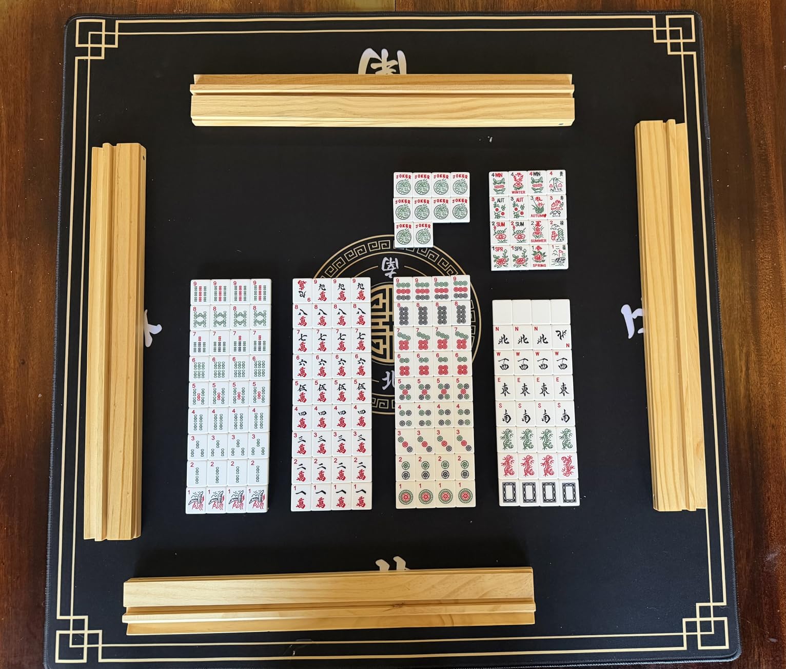 Yellow Mountain Imports American Mahjong Set, Huntington with 166 Melamine Mahjong Tiles, Mineral Green Soft Case - 4 All-in-One Racks with Pushers, Scoring Coins, Dice, and Wind Indicator customer photo 1