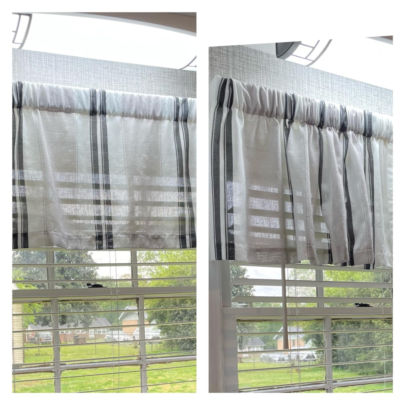 jinchan Linen Boxter Stripe Valances for Window 16 inch, Sage Green, 1 Panel | Light filtering, Rod pocket, Modern farmhouse Valance Curtain, Kitchen, Over sink, Living room, bathrooms, Machine washable customer photo 1