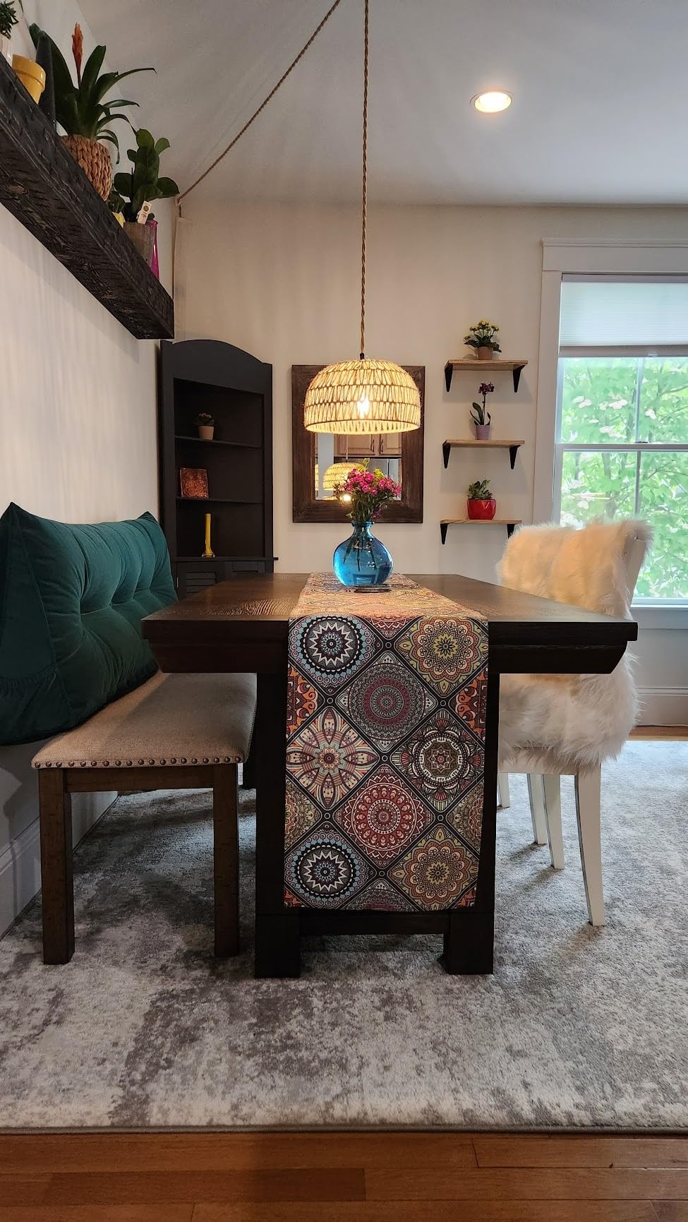 Signature Design by Ashley Extendable Dining Table, Grayish Brown, Seats 8 | Wood, Acacia veneer, Engineered wood, Rectangular farmhouse style, 2 extension leaves, Moriville Series customer photo 2