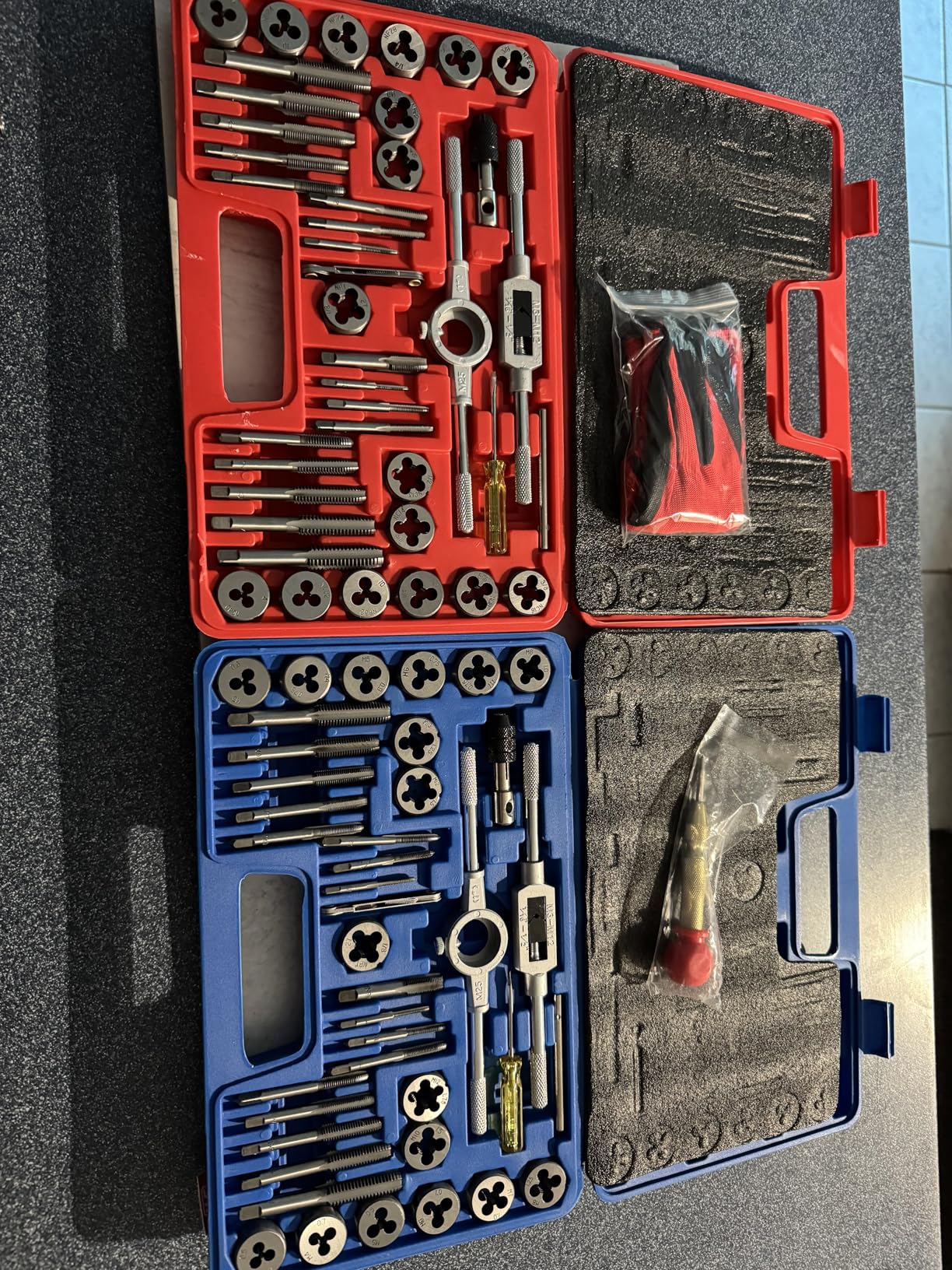 OMT Tap and Die Set, SAE and Metric Thread Repair and Cutting Kit | M3-M12 and #4-1/2 Inch, High-Carbon Chromium Steel, Internal and External Threads customer photo 1