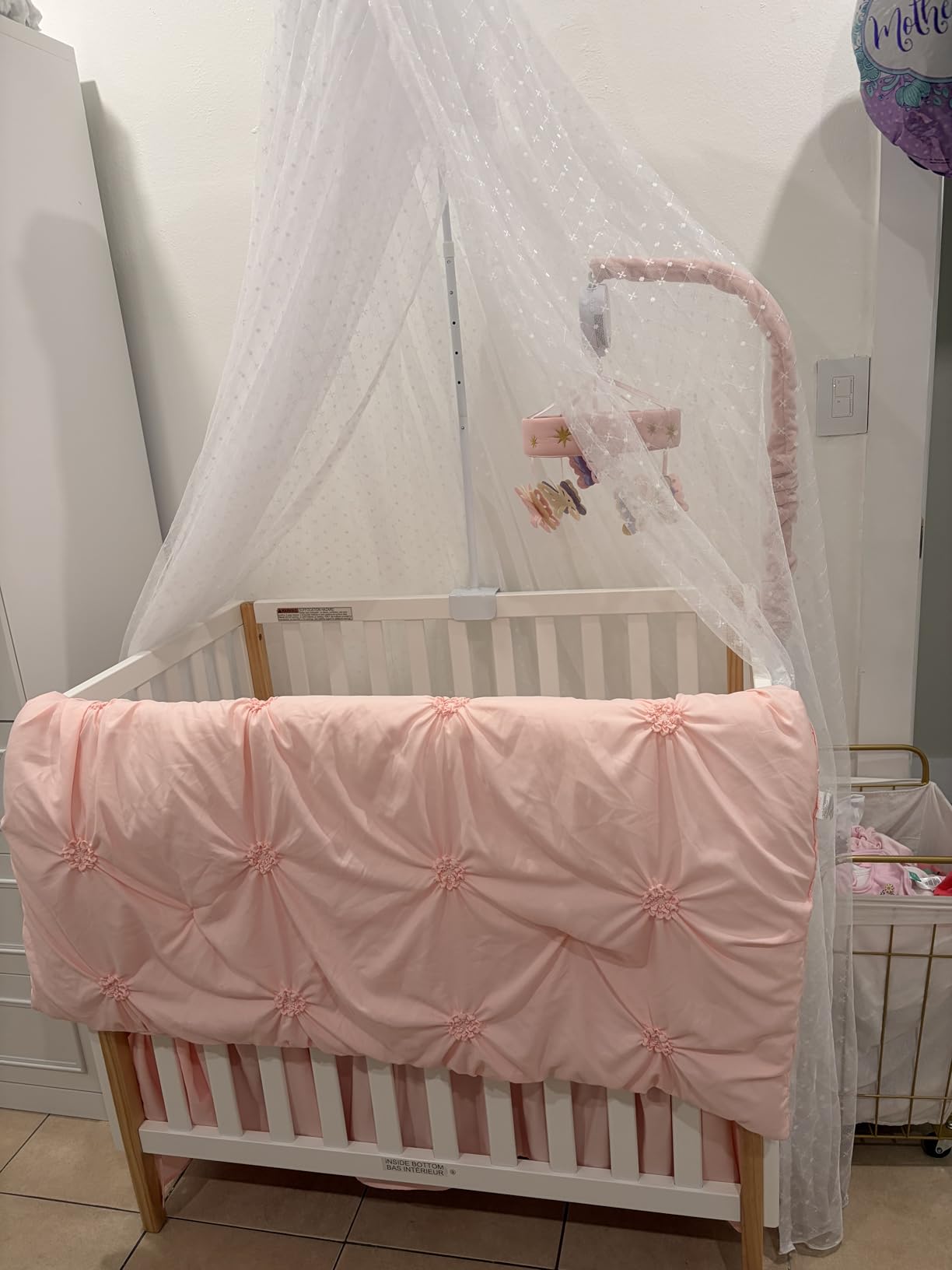 Baby Bed Canopy with Adjustable Clip-on Stand Baby Crib Cot Net Tent Hanging Dome Curtain Netting See Through Mesh Bed Cover Net Stand Rod customer photo 1
