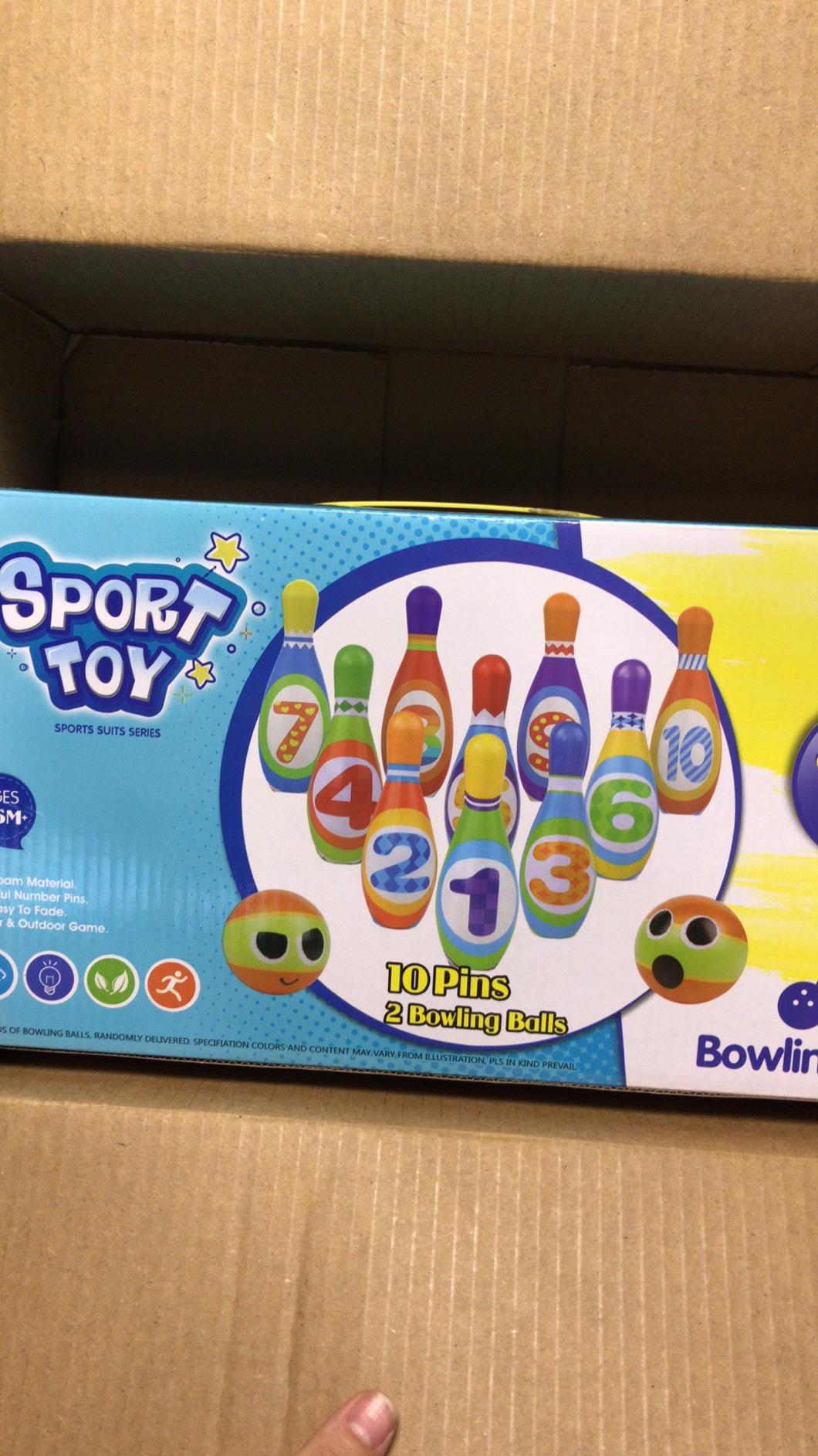 AugToy Kids Bowling Toy Set, Toddler Indoor Outdoor Activity Play Game Toys for Boy Girl, Soft 10 Foam Bowling Pins & 2 Balls, Educational Children Birthday Party Gifts customer photo 1