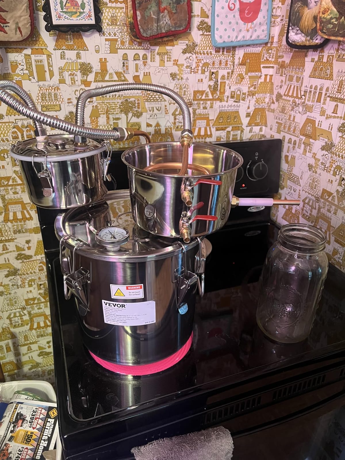 VEVOR Alcohol Still, 3 Gallon, Stainless Steel Alcohol Distiller with Copper Tube & Build-in Thermometer & Water Pump, Double Thumper Keg Home Brewing Kit, for DIY Whiskey Wine Brandy customer photo 1