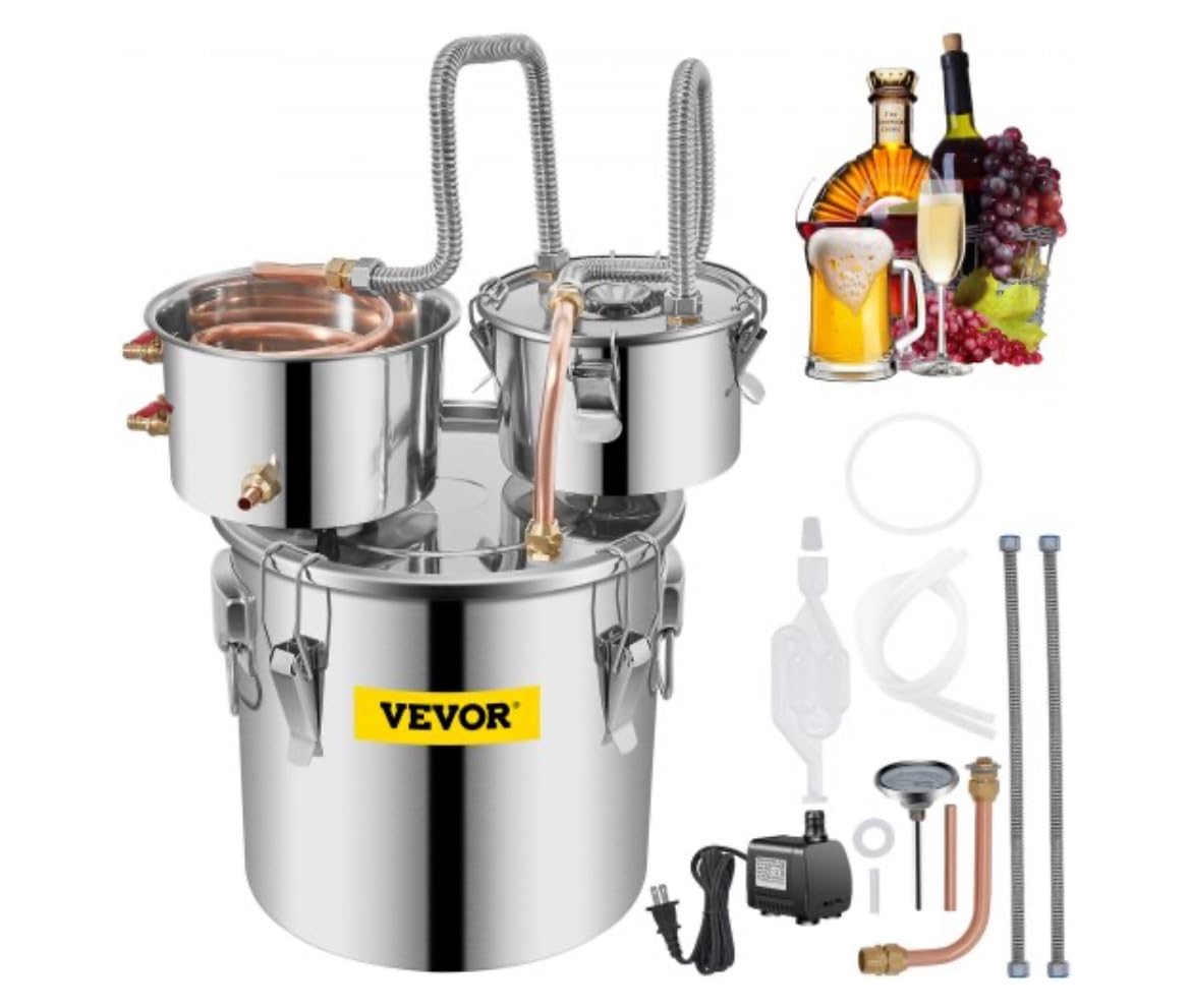 VEVOR Alcohol Still, 3 Gallon, Stainless Steel Alcohol Distiller with Copper Tube & Build-in Thermometer & Water Pump, Double Thumper Keg Home Brewing Kit, for DIY Whiskey Wine Brandy customer photo 2