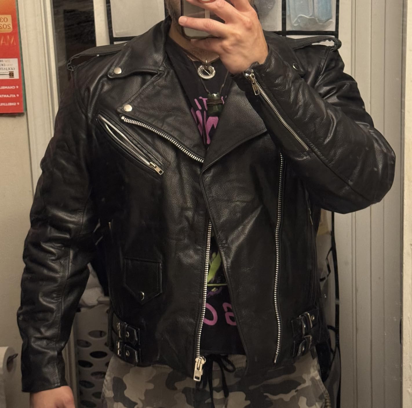 HWK Brando Leather Motorcycle Jacket for Men, Genuine Black Leather Jacket with Removable CE Armor for Motorbike Riding customer photo 1