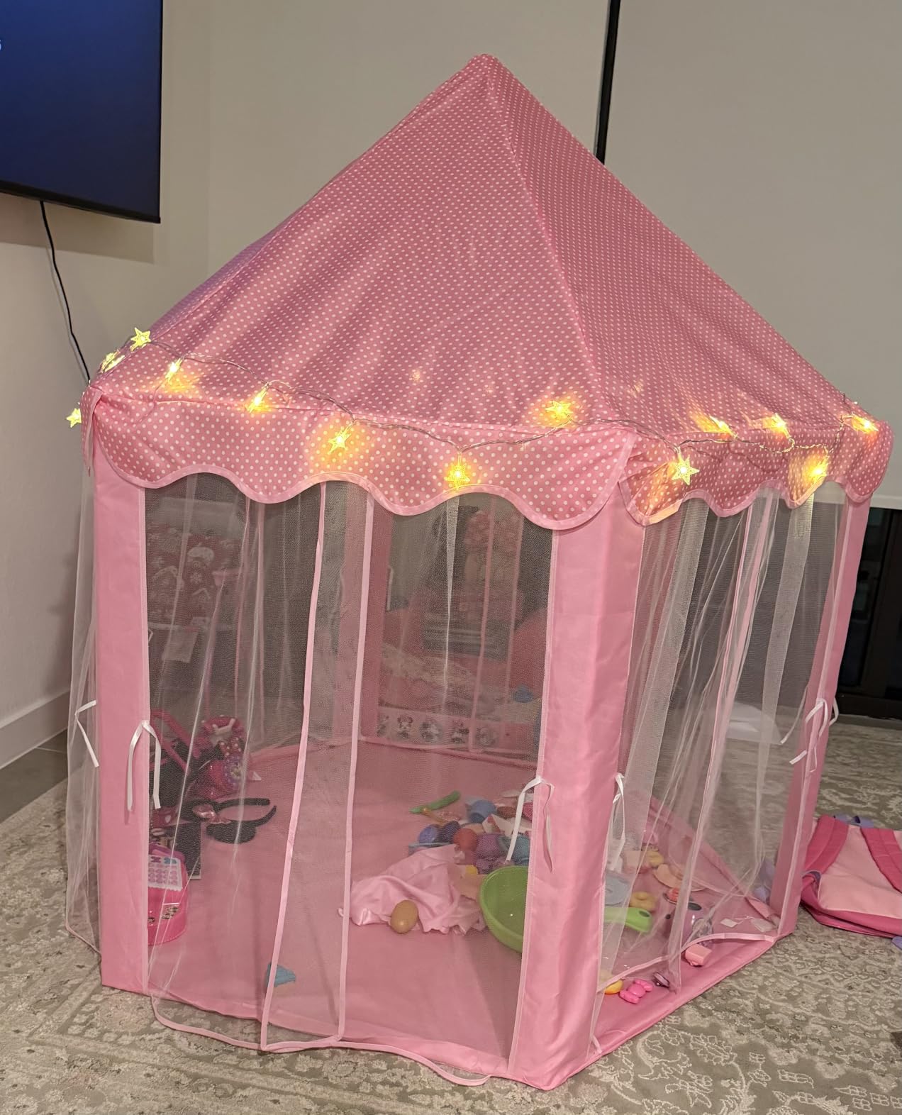 ORIAN Princess Tent for Girls, Kids Pink Play Tent, Ages 2-7, 55