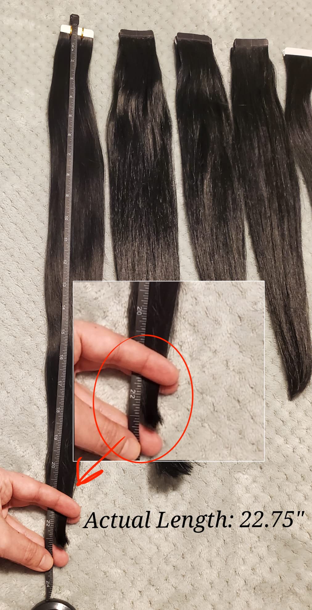 Full Shine Tape in Hair Extensions Human Hair, Jet Black 18 Inch 50G 20Pcs customer photo 2