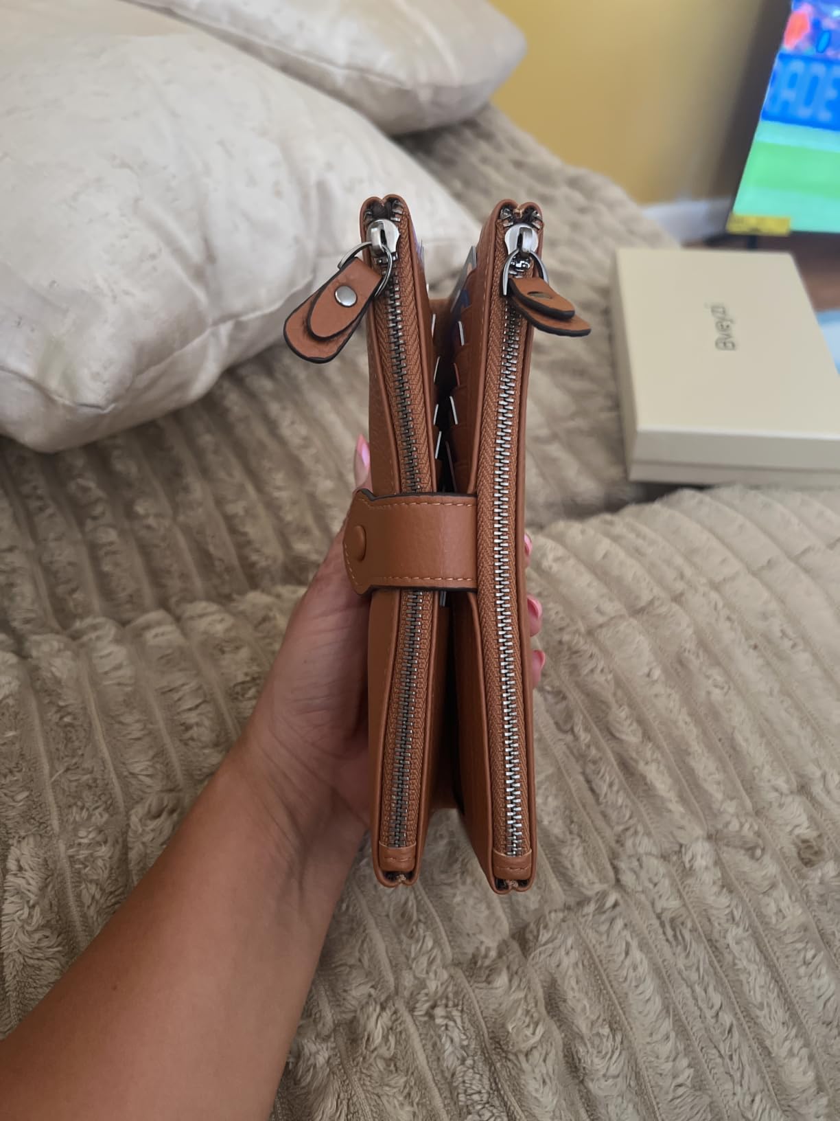 Women Soft Leather RFID Blocking Bifold Slim Wallets Ladies Credit Card Holder Double Zipper Pocket customer photo 1