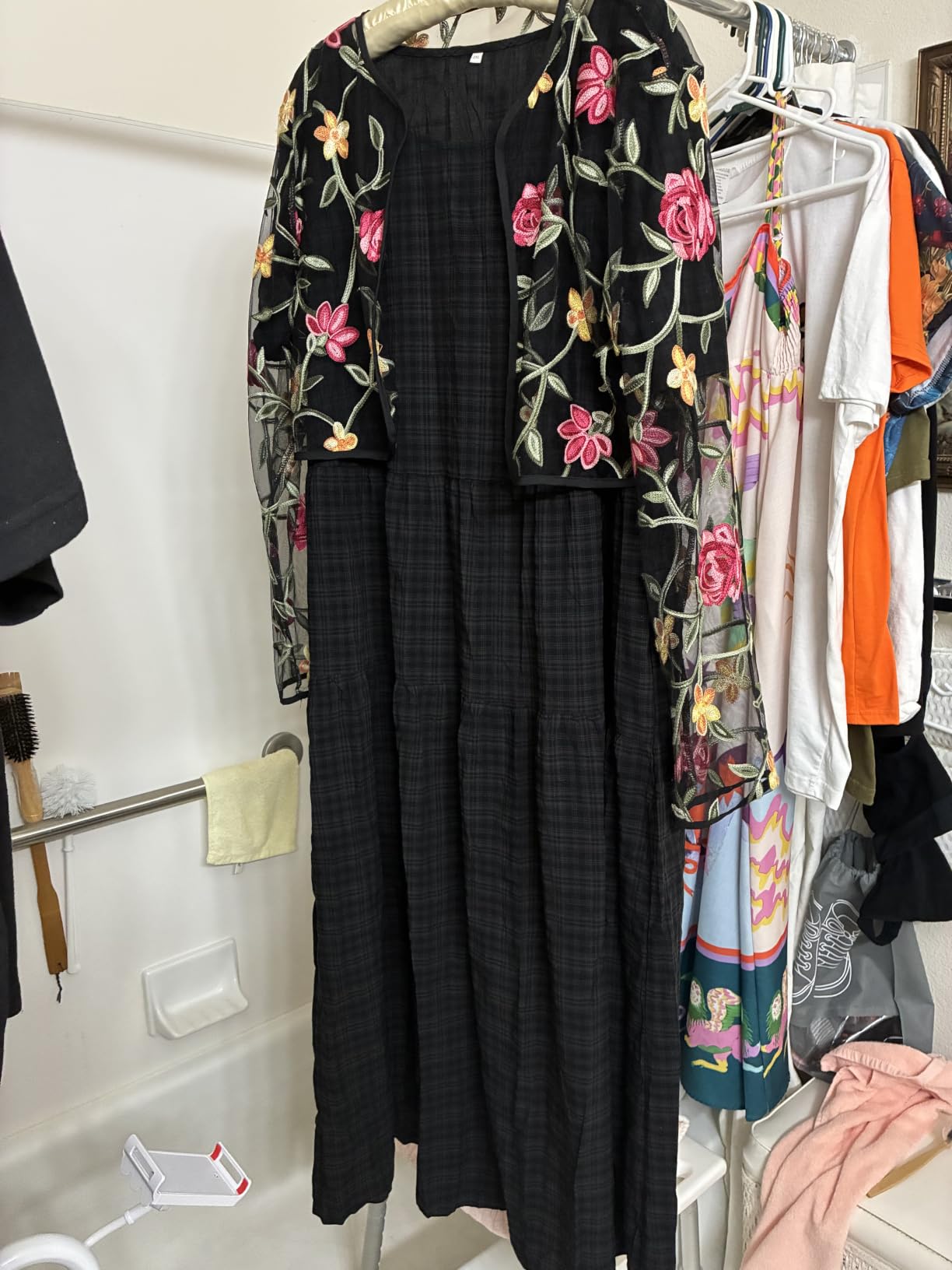 YESNO Women Casual Loose Bohemian Floral Dress with Pockets Short Sleeve Long Maxi Summer Beach Swing Dress EJF customer photo 2