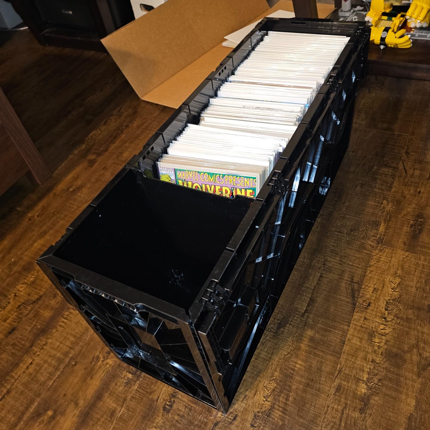 BCW Long Comic Book Bin - 1 Pack | Heavy Duty Comic Book Storage Box | Stackable Comic Bin Organizer for 300 Comics Each | Acid-Free Plastic Comic Book Box with Divider & Label Slot customer photo 2
