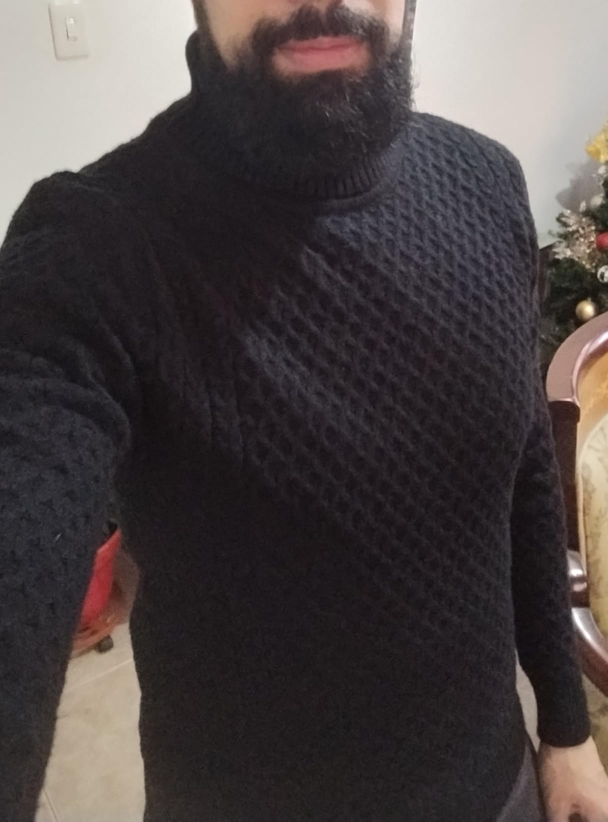 Men's Slim Fit Turtleneck Sweater Casual Knitted Pullover Sweaters customer photo 1