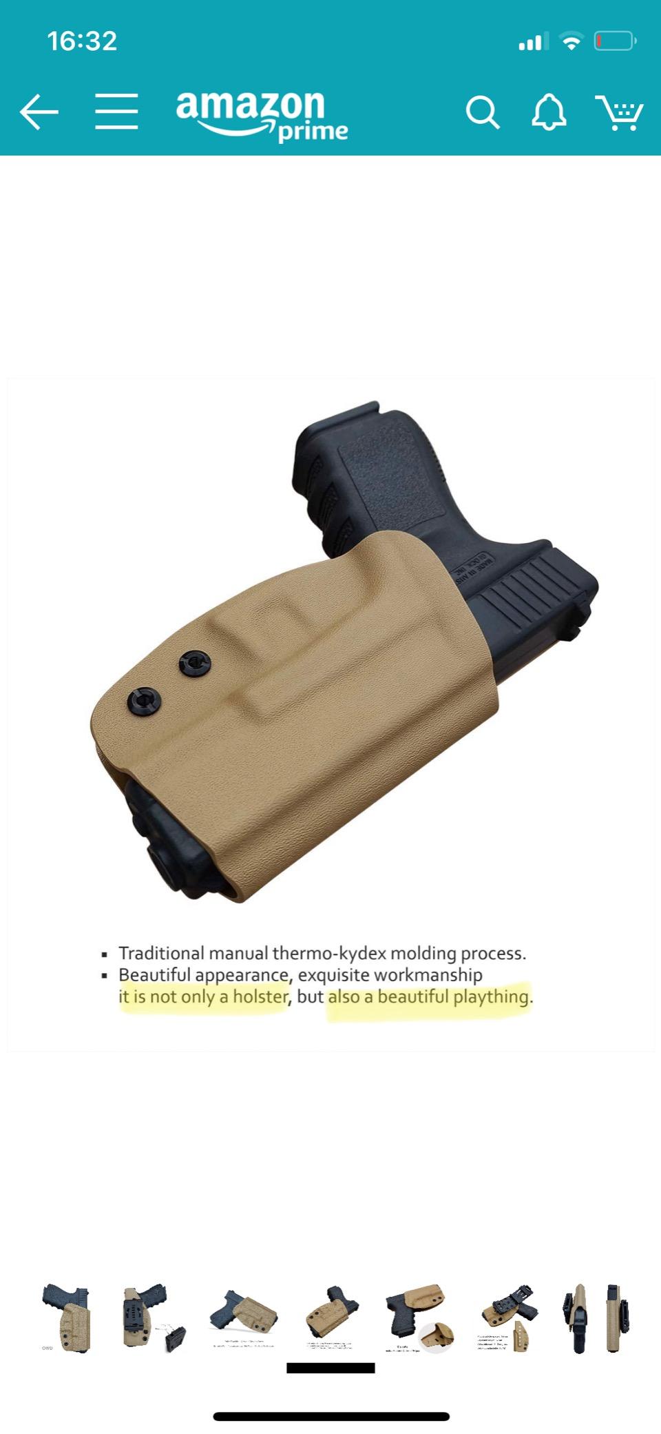 OWB Kydex Holster Fit: Glock 17 19 19x 44 45 26 (Gen 1-5) / Glock 22 23 25 27 31 32 33 30s (Gen 3-4) - Outside Waistband Carry 1.5-2 Inch Belt Clip - Adj. Width Height Retention Cant, Entrance Widened customer photo 1