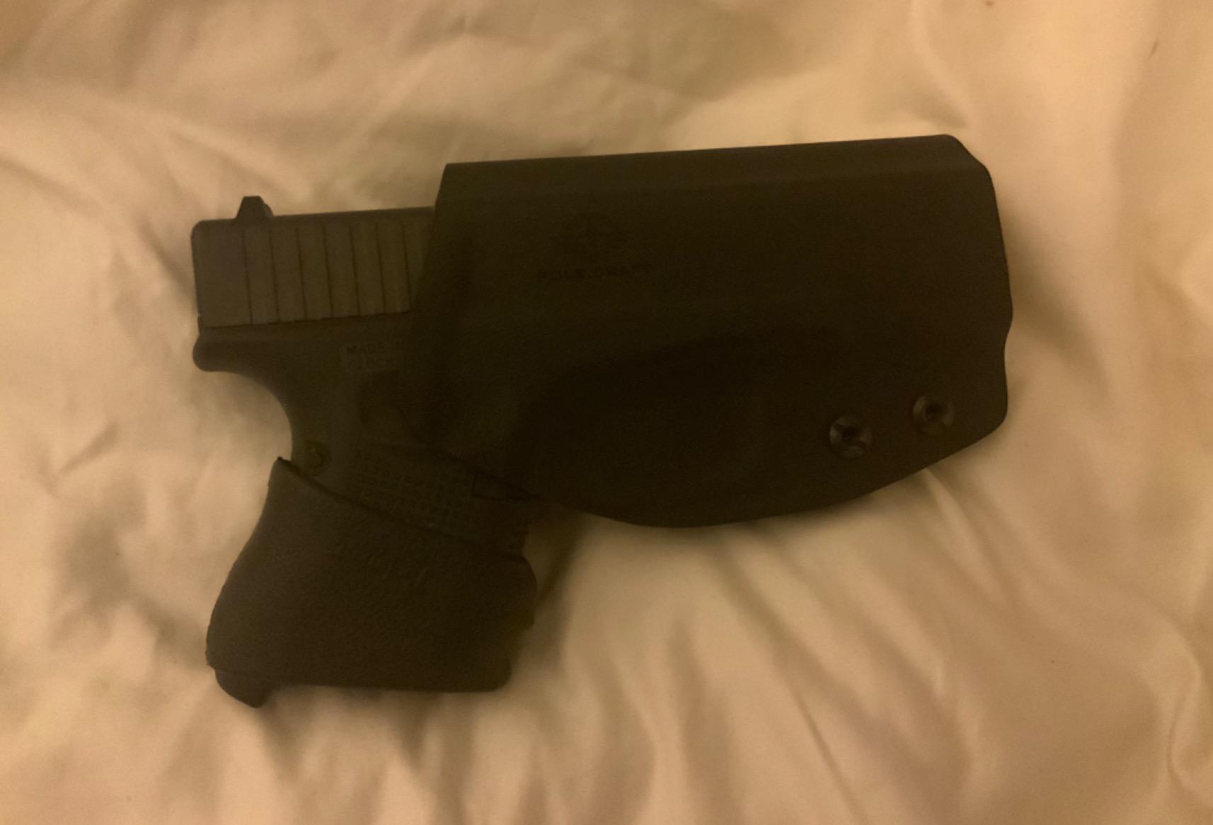 OWB Kydex Holster Fit: Glock 17 19 19x 44 45 26 (Gen 1-5) / Glock 22 23 25 27 31 32 33 30s (Gen 3-4) - Outside Waistband Carry 1.5-2 Inch Belt Clip - Adj. Width Height Retention Cant, Entrance Widened customer photo 2