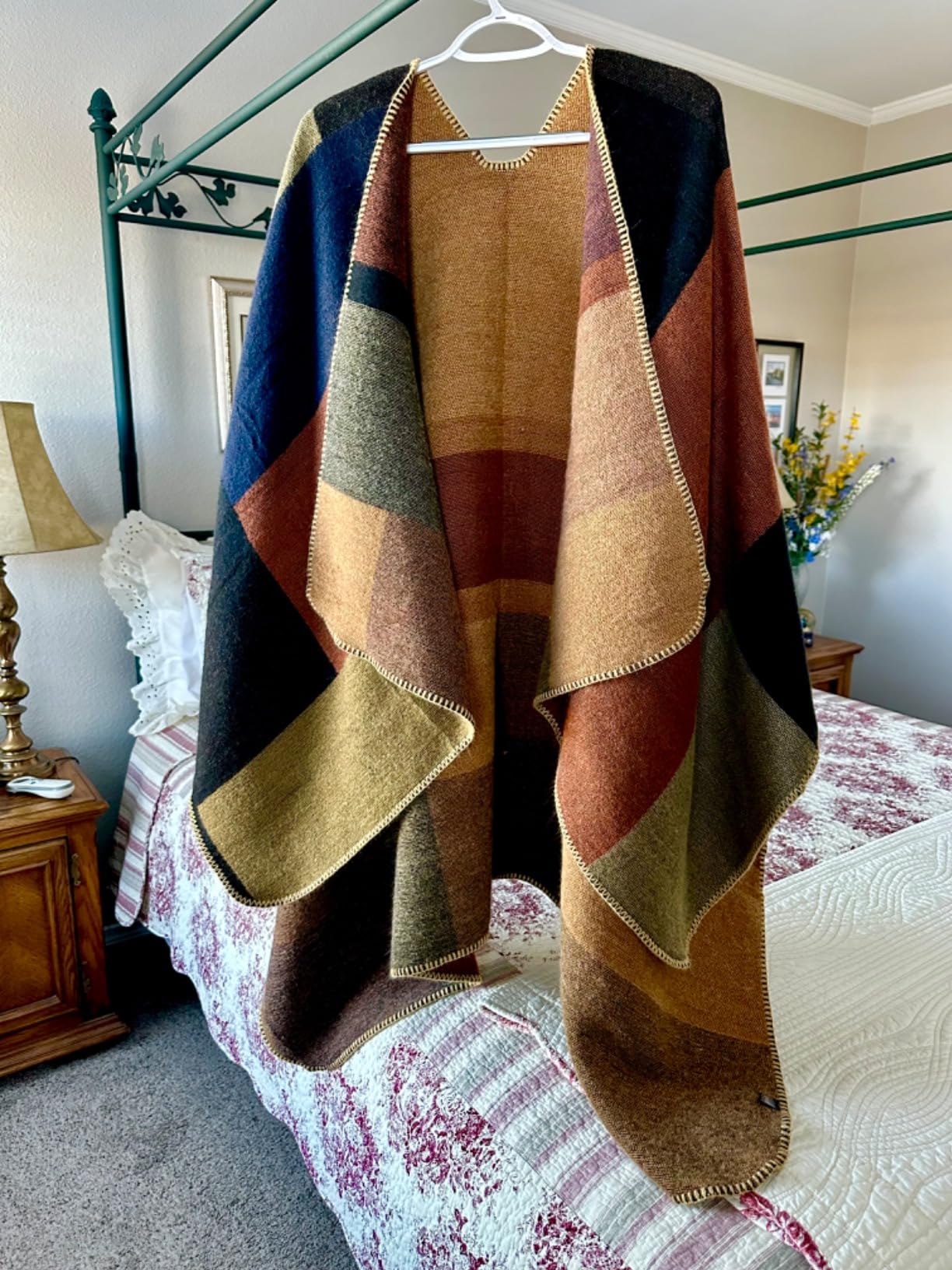 Women's Printed Shawl Wrap Fashionable Open Front Poncho Cape, Gift for Women customer photo 1