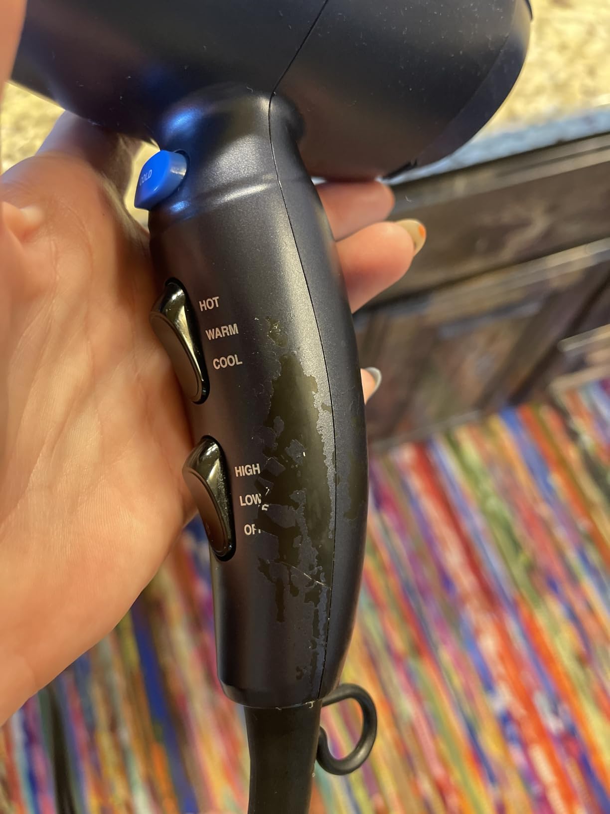 Conair Hair Dryer with Multi-Chamber Hair Diffuser Attachment, Dark Blue | 1875W blow dryer for curly, coily, and wavy hair, ionic and ceramic technology help reduce frizz and protect curls customer photo 1