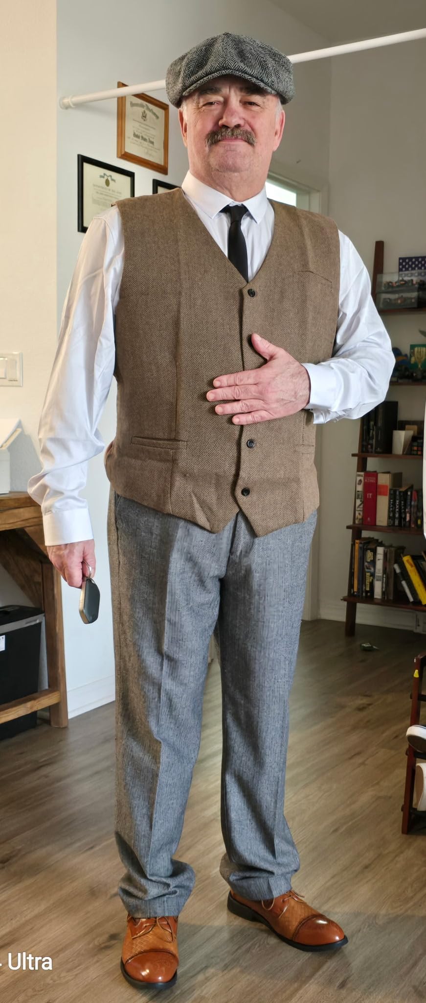 PJ PAUL JONES Men's Herringbone Tweed Suit Vest Casual Wool Blend Waistcoat customer photo 2