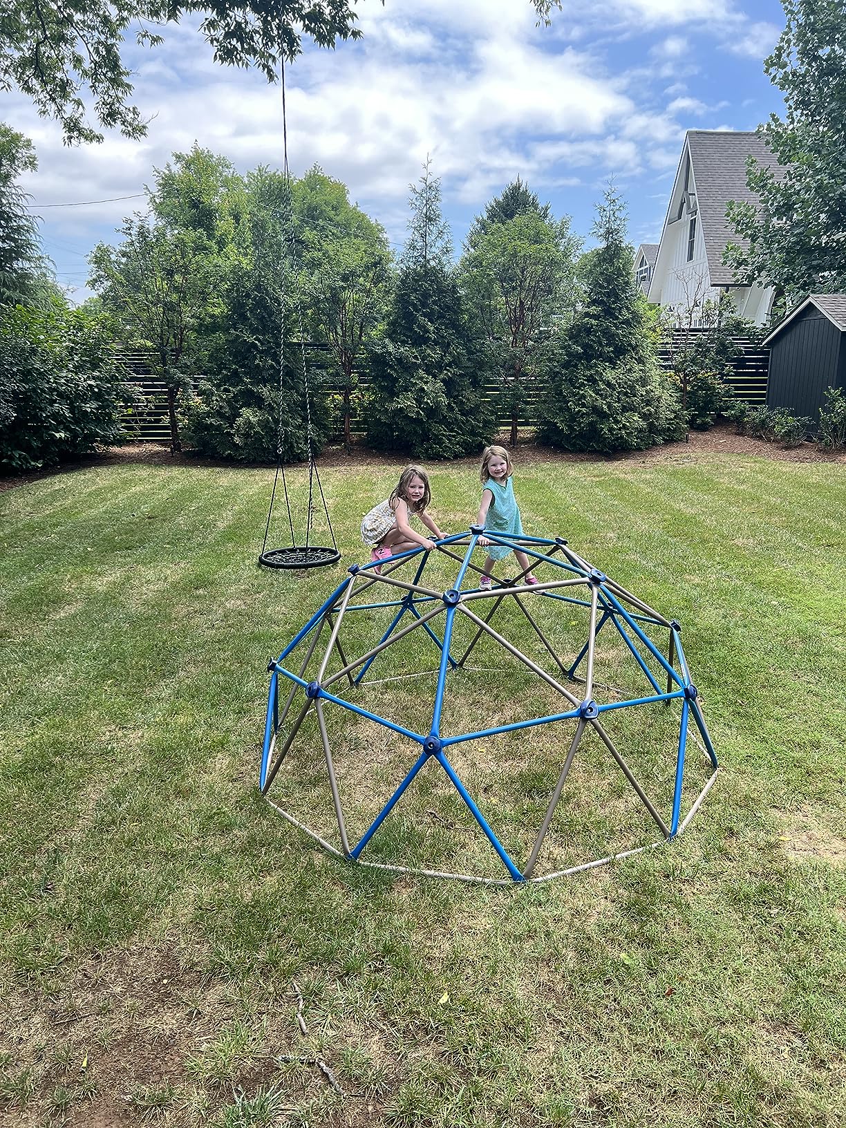Lifetime 90939 Geometric Dome Climber Jungle Gym, 4.5' High x 9' Wide, Blue & Brown customer photo 1