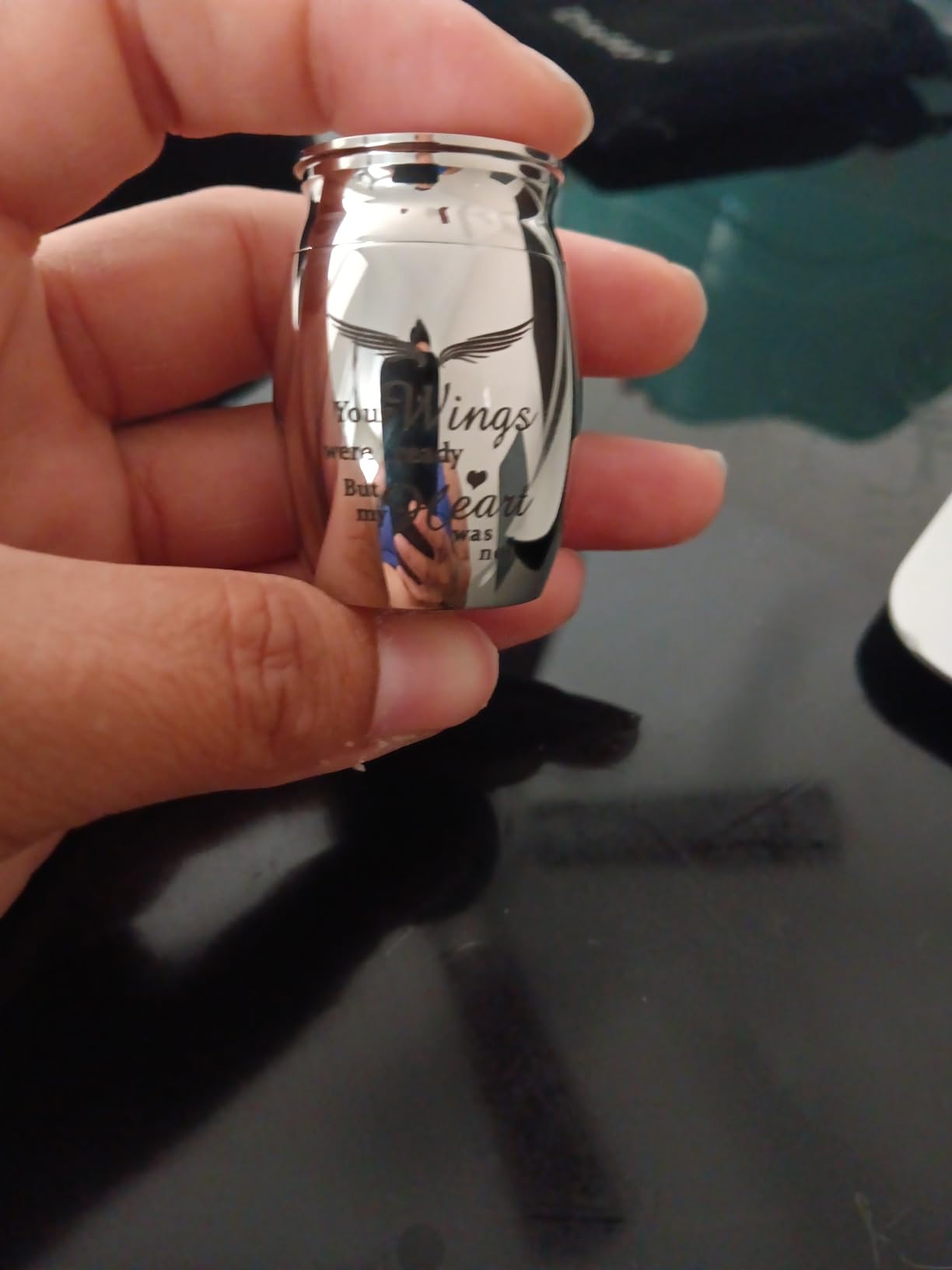 Dletay Small Keepsake Urn for Human Ashes - 1.57 Inch Mini Cremation Urn in Stainless Steel - Memorial Ashes Holder customer photo 1