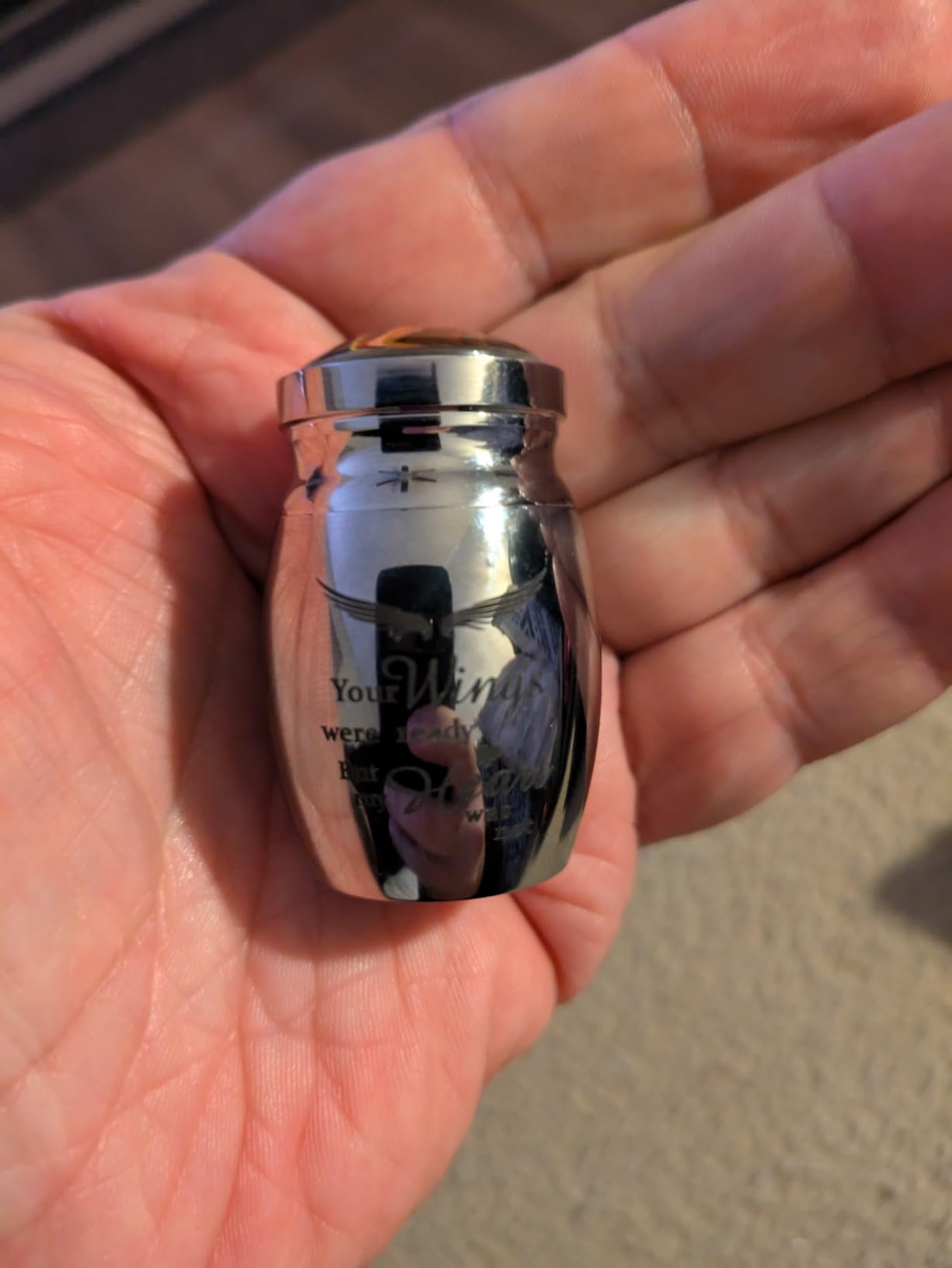 Dletay Small Keepsake Urn for Human Ashes - 1.57 Inch Mini Cremation Urn in Stainless Steel - Memorial Ashes Holder customer photo 2