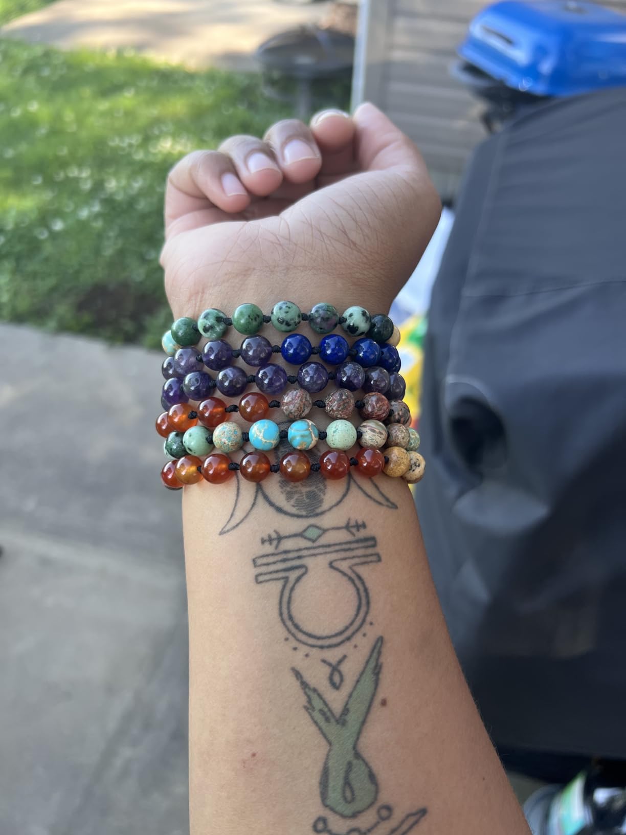 7 Chakra 108 Mala Beads Bracelet Real Gemstone Yoga Meditation Hand Knotted Mala Prayer Bead Necklace customer photo 1
