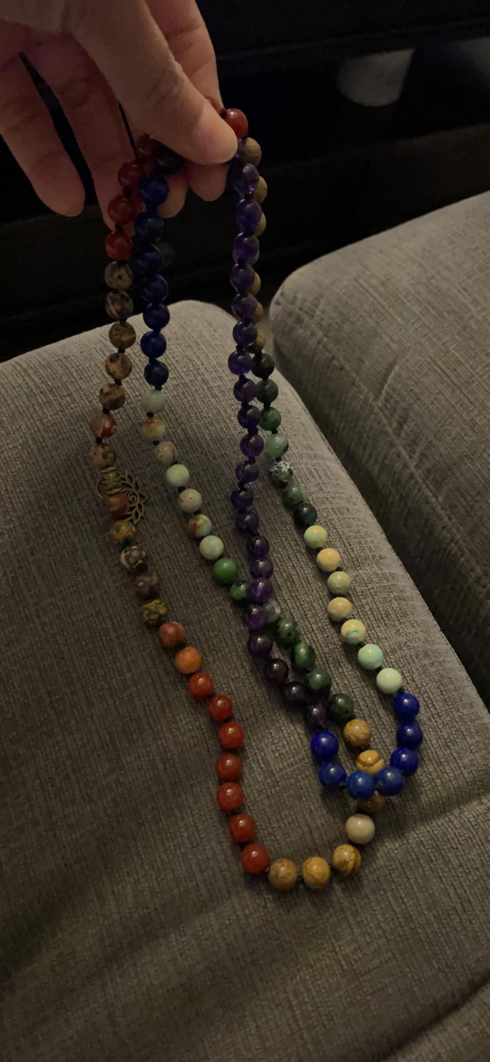 7 Chakra 108 Mala Beads Bracelet Real Gemstone Yoga Meditation Hand Knotted Mala Prayer Bead Necklace customer photo 2