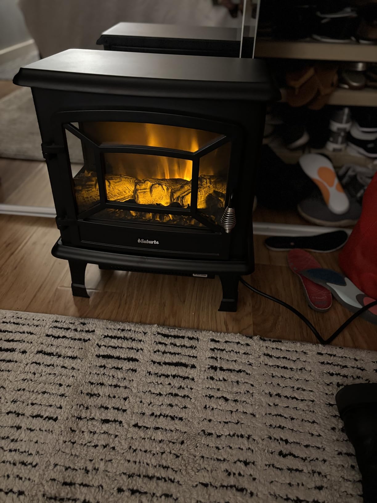 TURBRO Suburbs TS17 Compact Electric Fireplace Stove, Freestanding Stove Heater with Realistic Flame - CSA Certified - Overheating Safety Protection - for Small Spaces - 17