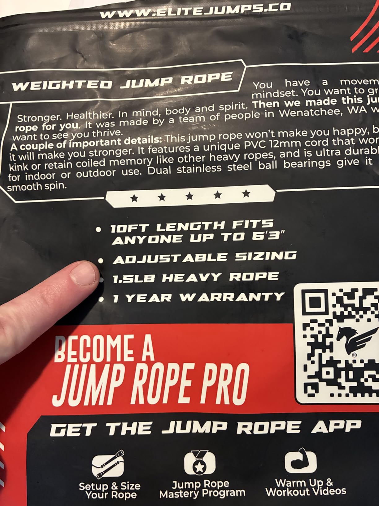 Elite Jumps Muay Thai 2.0 Weighted Jump Rope for MMA, 1.1 lbs, 8 ft | Heavy resistance rope for Muay Thai, MMA and boxing. Ball-bearing handles. Intermediate to advanced. customer photo 1