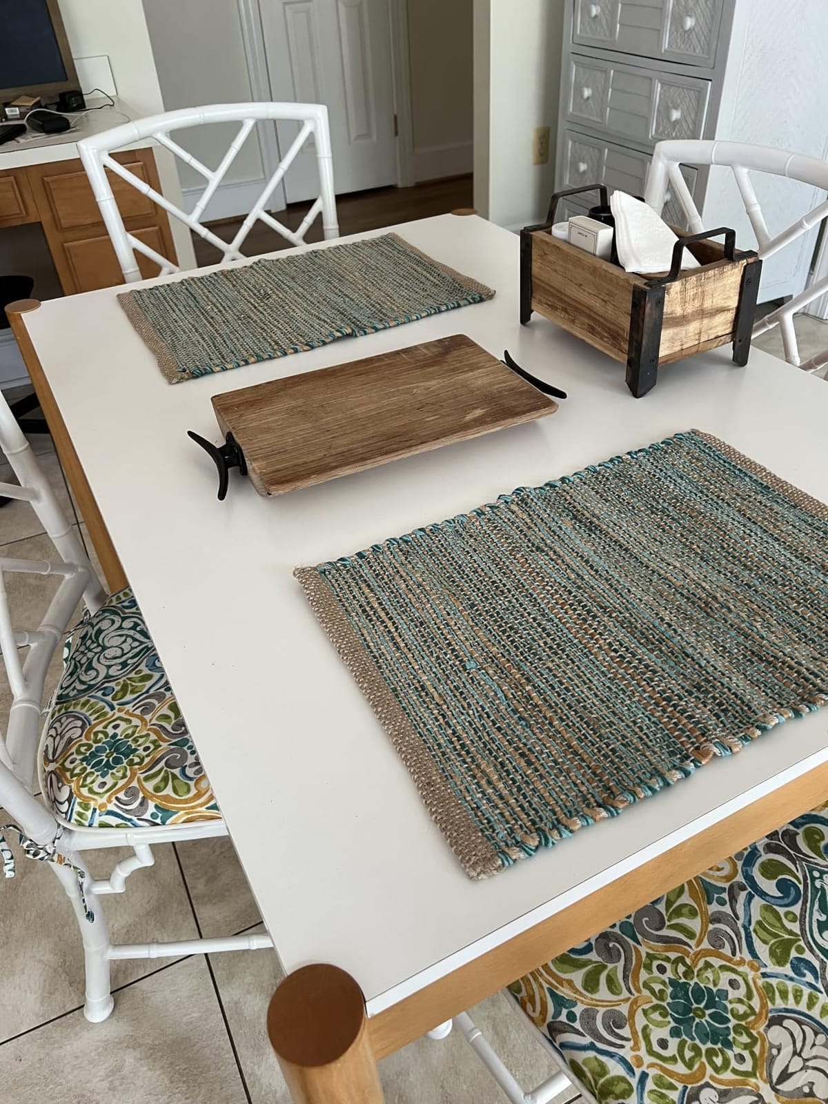 Chardin home Natural Jute Table Runner 13x72 Inch - Vintage Boho Rustic Table Decor - Handwoven Table Runner in Natural Jute and Ivory - Farmhouse Dining or Console Table Accent customer photo 1
