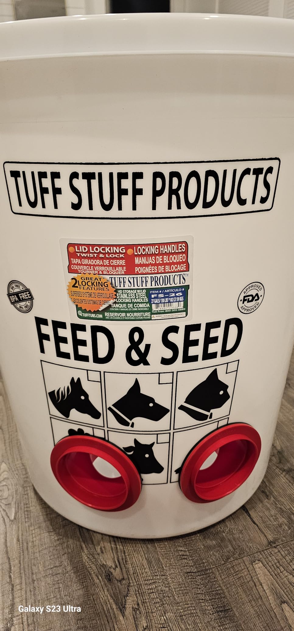 FATSINDE Tuff Stuff Products FS26 HD Feed/Seed Storage 26.5 Gallon 26.5GALLON customer photo 1