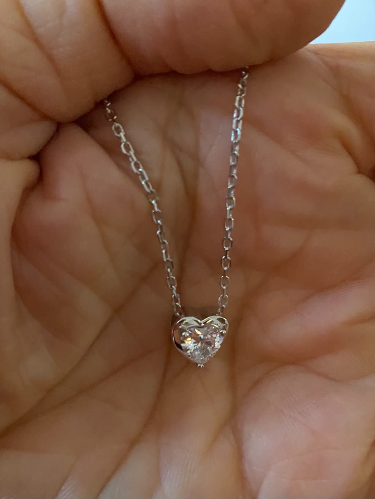 Suplight 925 Sterling Silver Heart/Round Birthstone Necklaces for Women customer photo 2