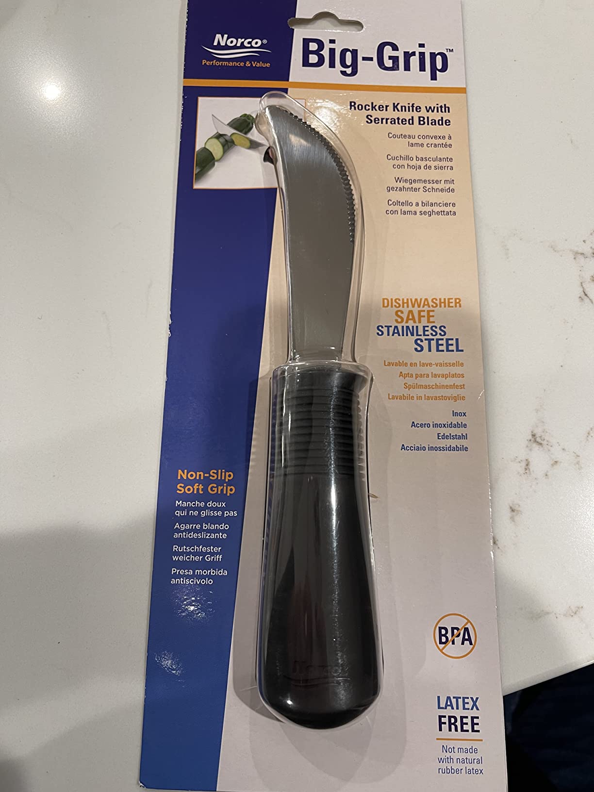 Norco Big-Grips Serrated Rocker Knife Adaptive Eating Utensil, Non-Weighted. Built Up, Non-Slip Handle. Sharp Stainless Blade. For Weak Hands, Arthritis, Stroke, Parkinson's, Disabilities, the Elderly customer photo 1