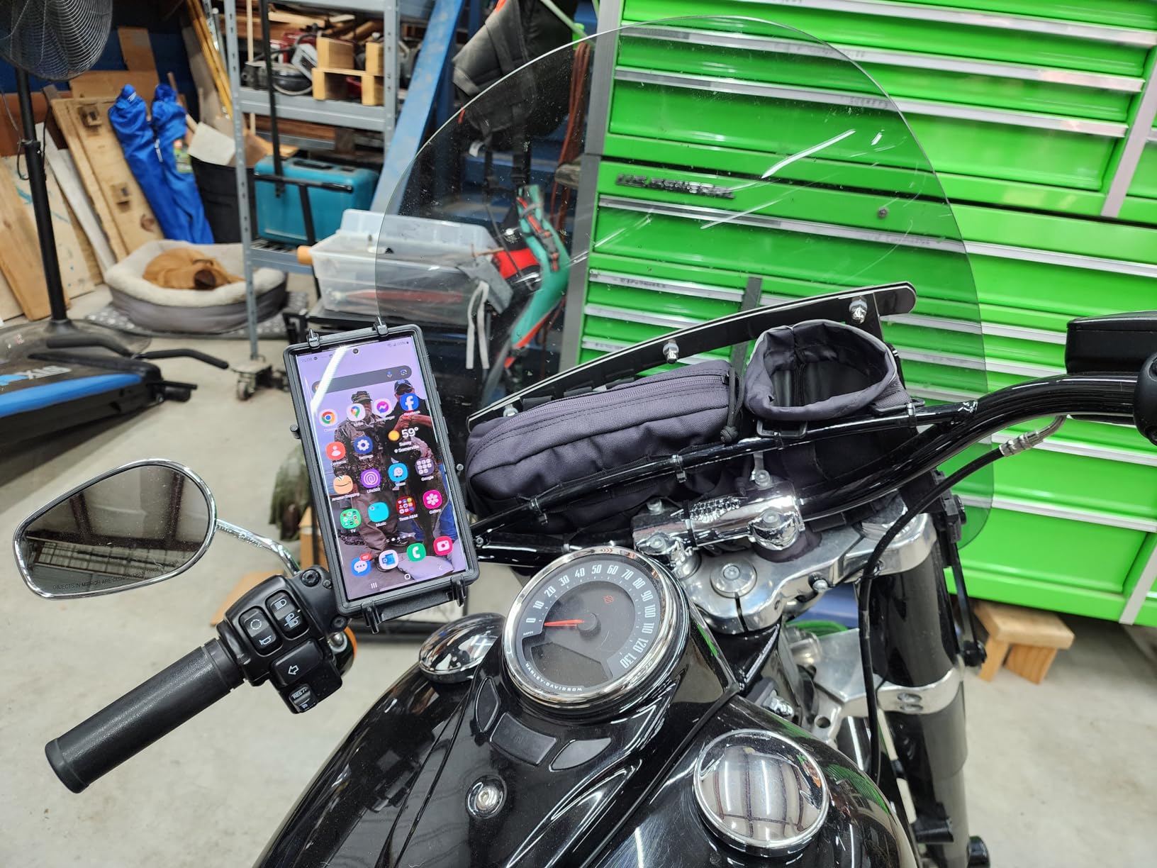 RAM Quick-Grip XL Phone Mount with Handlebar U-Bolt Base | B Size 1 inch ball with short arm, fits motorcycles, ATVs, UTVs and bikes, for large smartphones customer photo 1