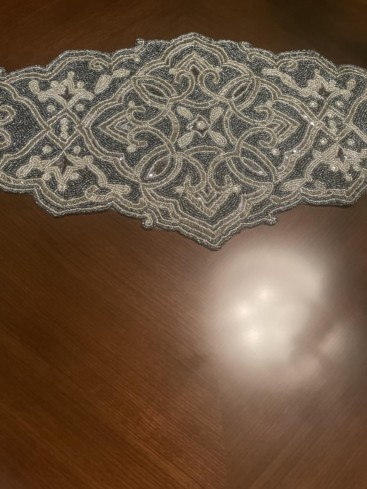 Beaded Table Runner 13 x 36 Inch - Handmade Floral Glass Bead Decorative Runner for Dining Table, Coffee Table, Farmhouse, Wedding, Seasonal & Everyday Centerpiece Decor, Multi Color customer photo 1