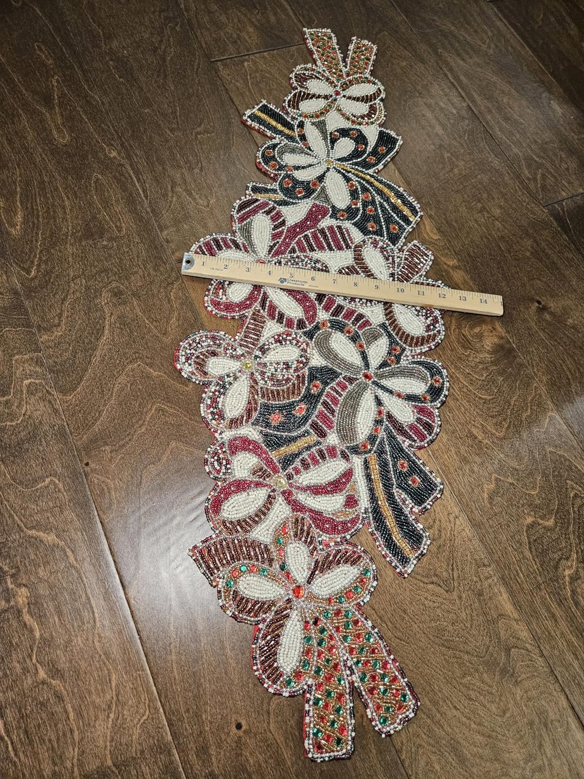 Beaded Table Runner 13 x 36 Inch - Handmade Floral Glass Bead Decorative Runner for Dining Table, Coffee Table, Farmhouse, Wedding, Seasonal & Everyday Centerpiece Decor, Multi Color customer photo 2